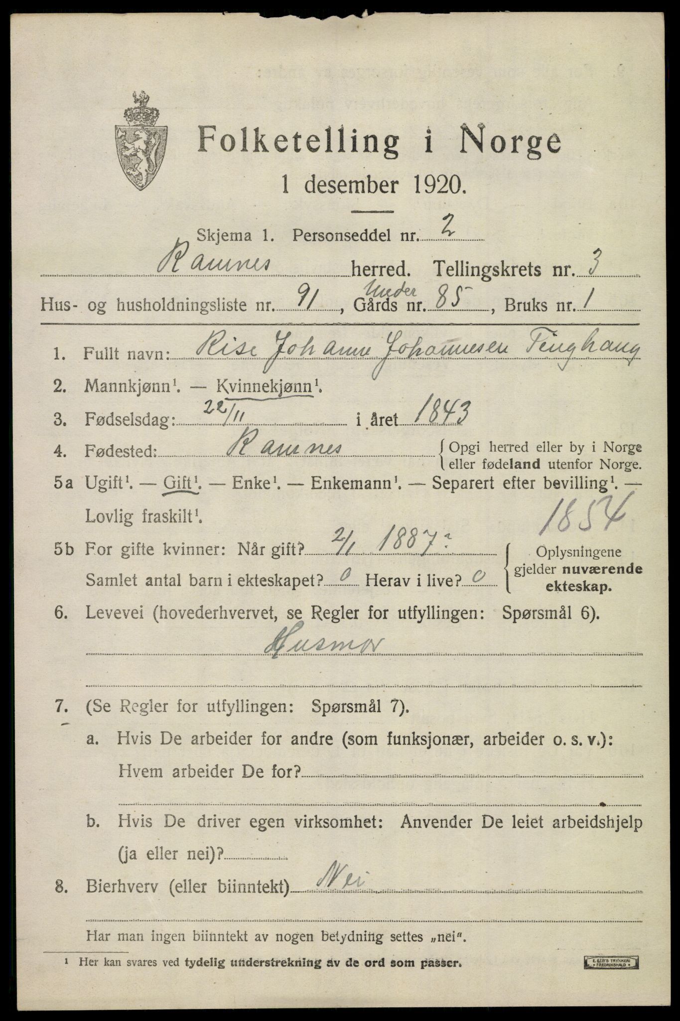 SAKO, Folketelling 1920 for 0718 Ramnes herred, 1920, s. 4298