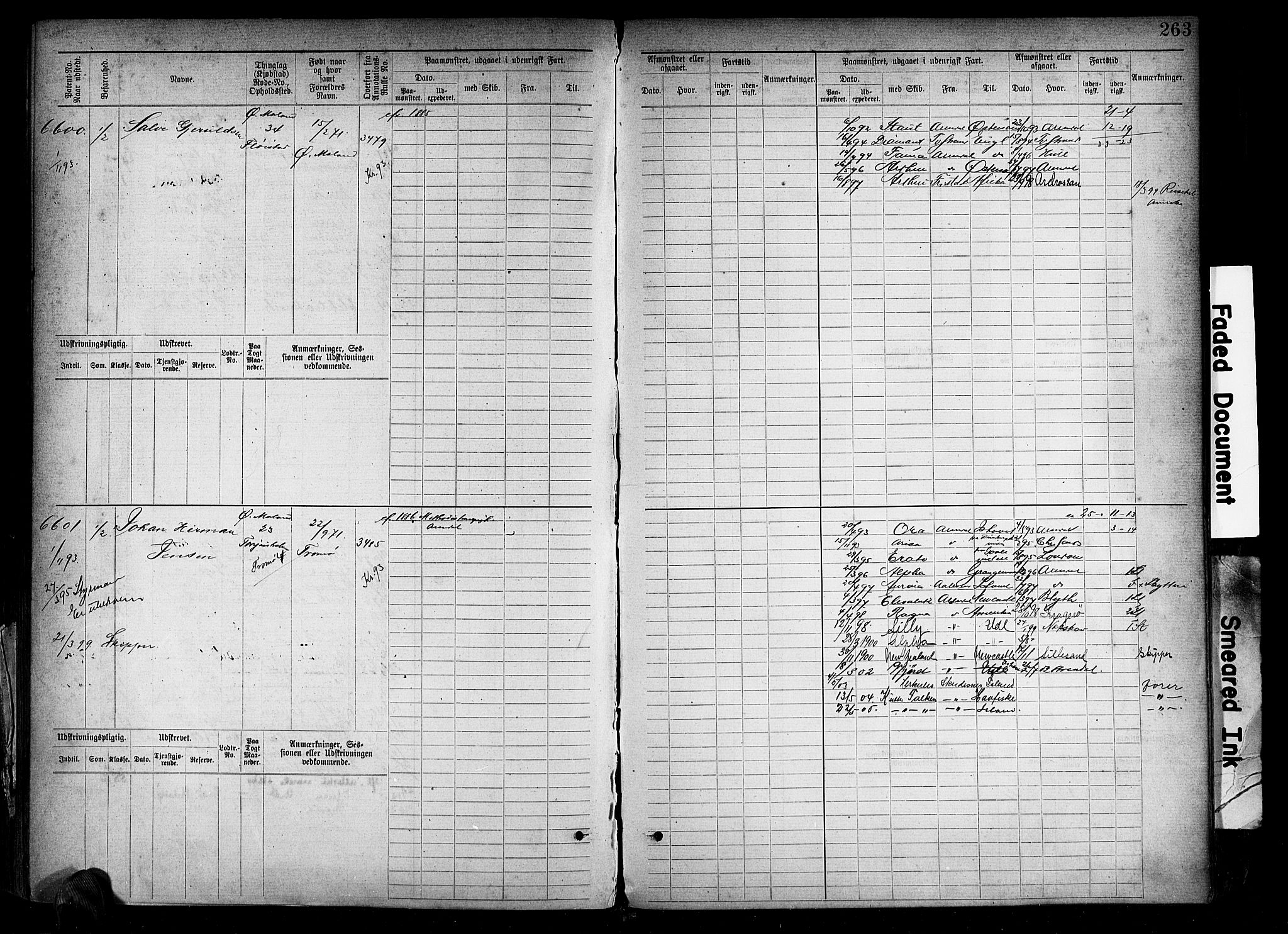 Arendal mønstringskrets, SAK/2031-0012/F/Fb/L0018: Hovedrulle A nr 6077-6849, S-16, 1892-1894, s. 263