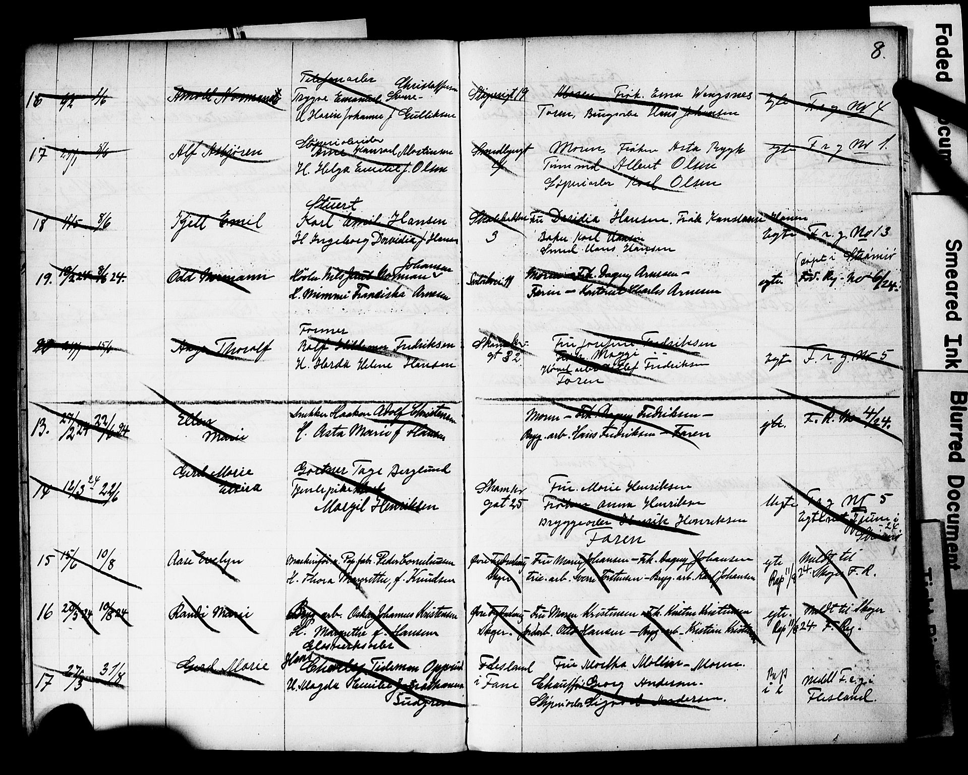 Strømsø kirkebøker, AV/SAKO-A-246/Y/Yb/L0003: Kladd til kirkebok nr. II 3, 1921-1925, s. 8