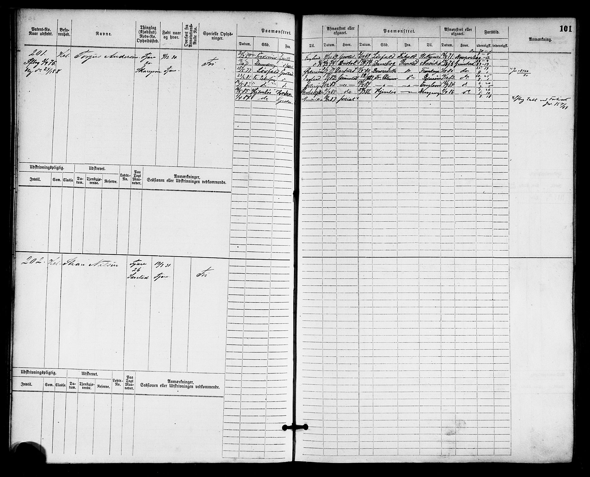 Grimstad mønstringskrets, AV/SAK-2031-0013/F/Fb/L0001: Hovedrulle nr 1-758, F-4, 1868-1869, s. 107