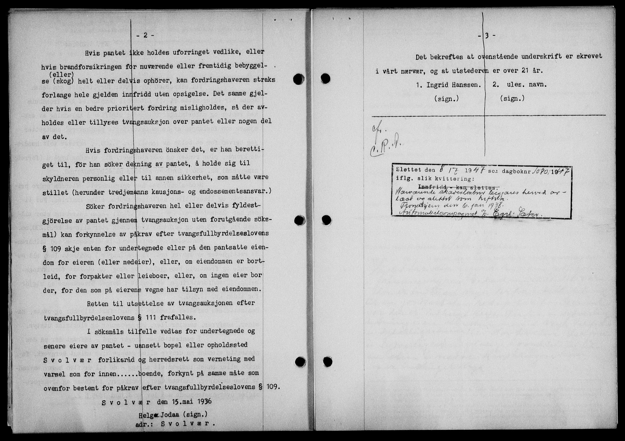 Lofoten sorenskriveri, SAT/A-0017/1/2/2C/L0033b: Pantebok nr. 33b, 1936-1936, Dagboknr: 1006/1936