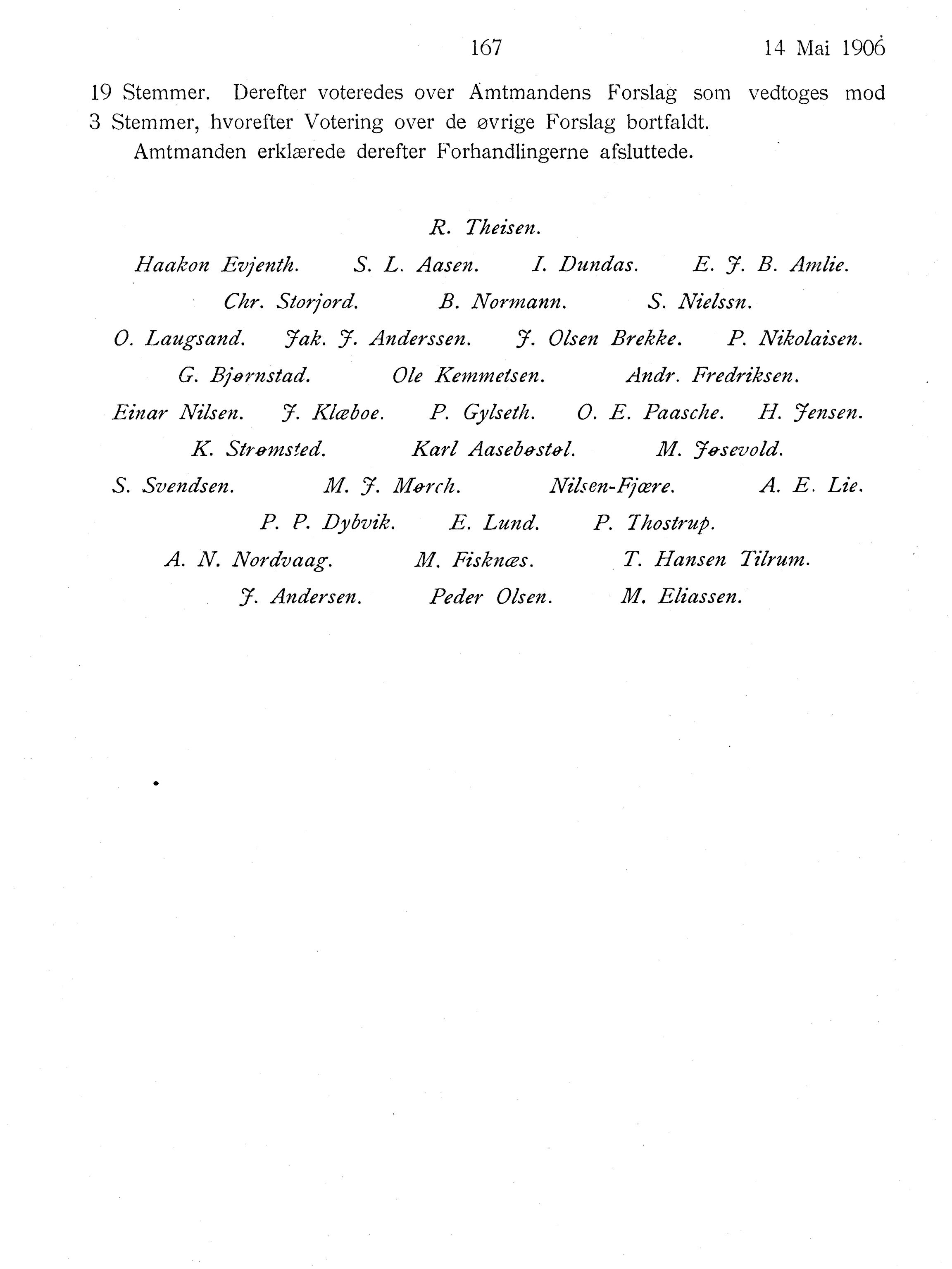 Nordland Fylkeskommune. Fylkestinget, AIN/NFK-17/176/A/Ac/L0029: Fylkestingsforhandlinger 1906, 1906