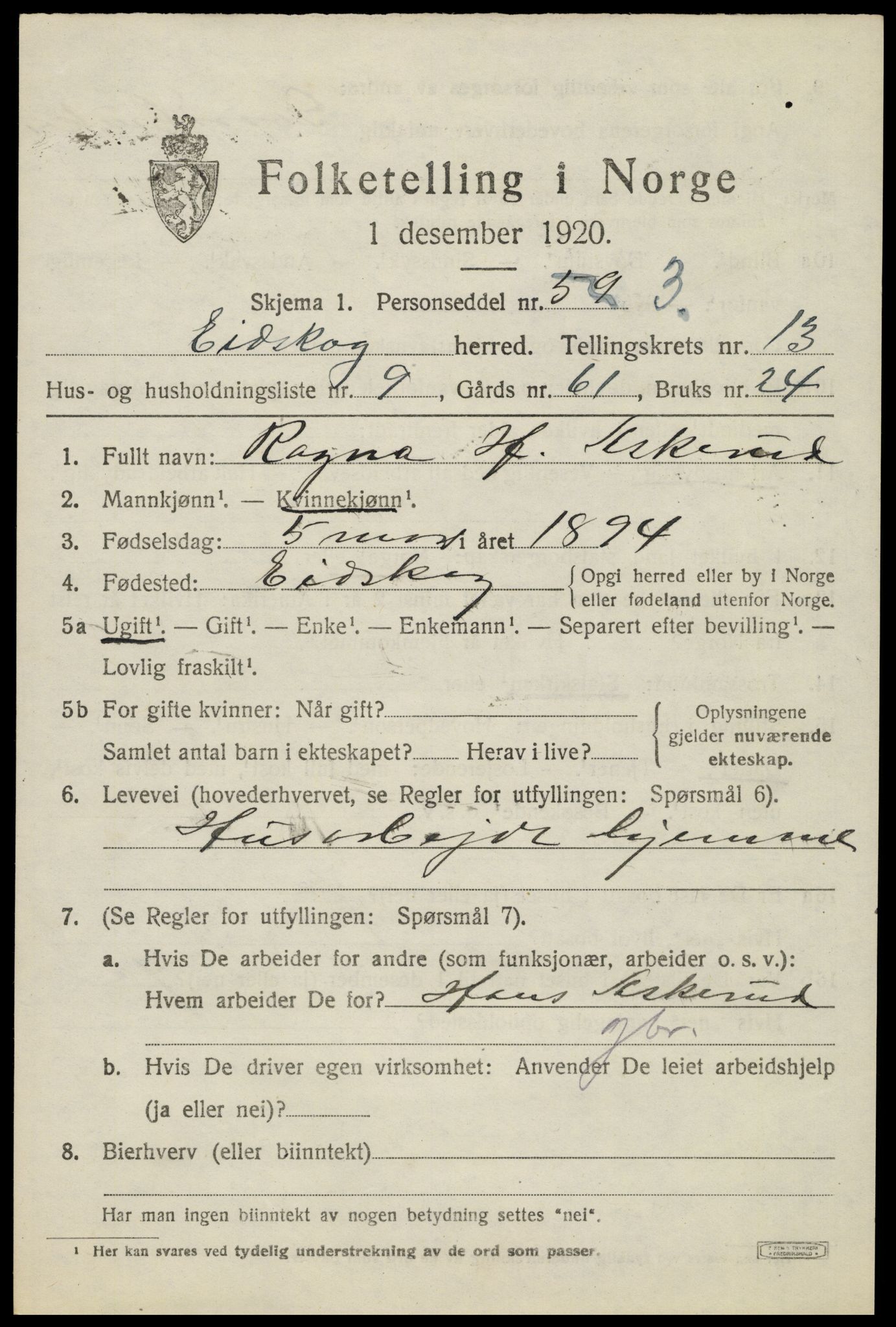 SAH, Folketelling 1920 for 0420 Eidskog herred, 1920, s. 12255