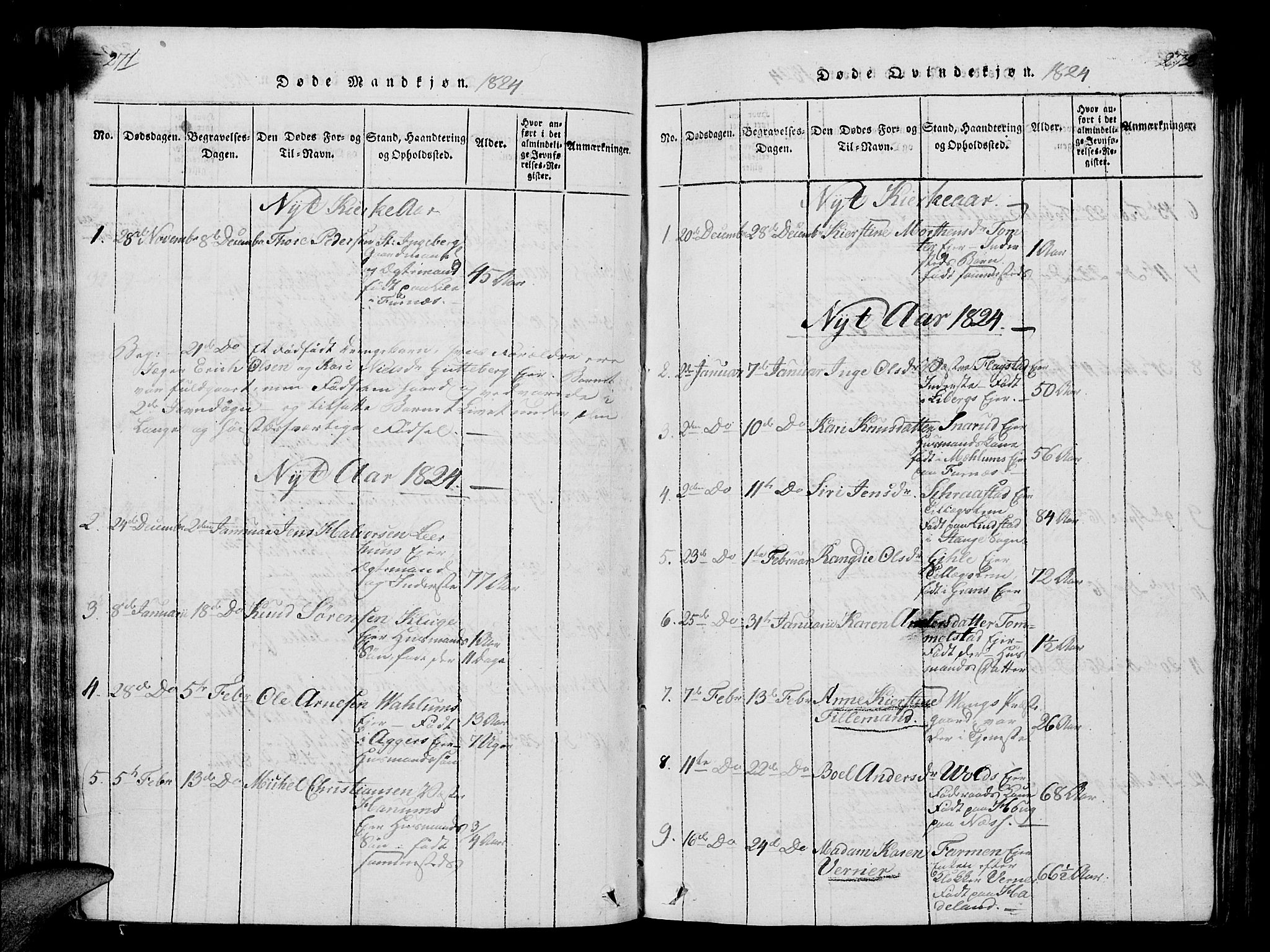 Vang prestekontor, Hedmark, SAH/PREST-008/H/Ha/Hab/L0004: Klokkerbok nr. 4, 1813-1827, s. 271-272