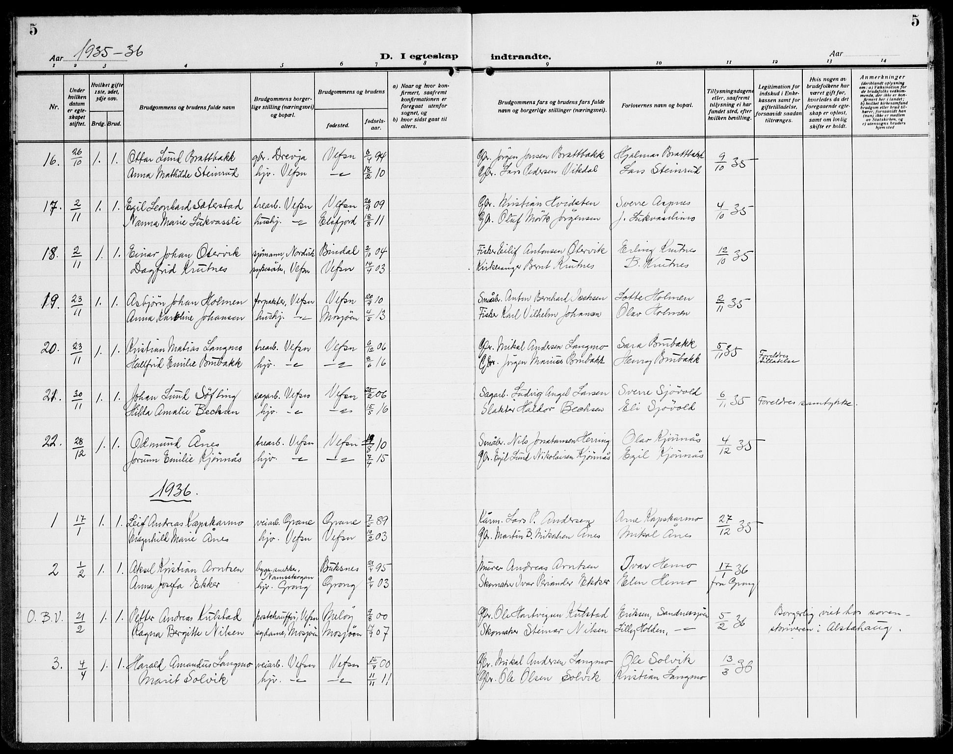 Ministerialprotokoller, klokkerbøker og fødselsregistre - Nordland, AV/SAT-A-1459/820/L0304: Klokkerbok nr. 820C06, 1934-1944, s. 5