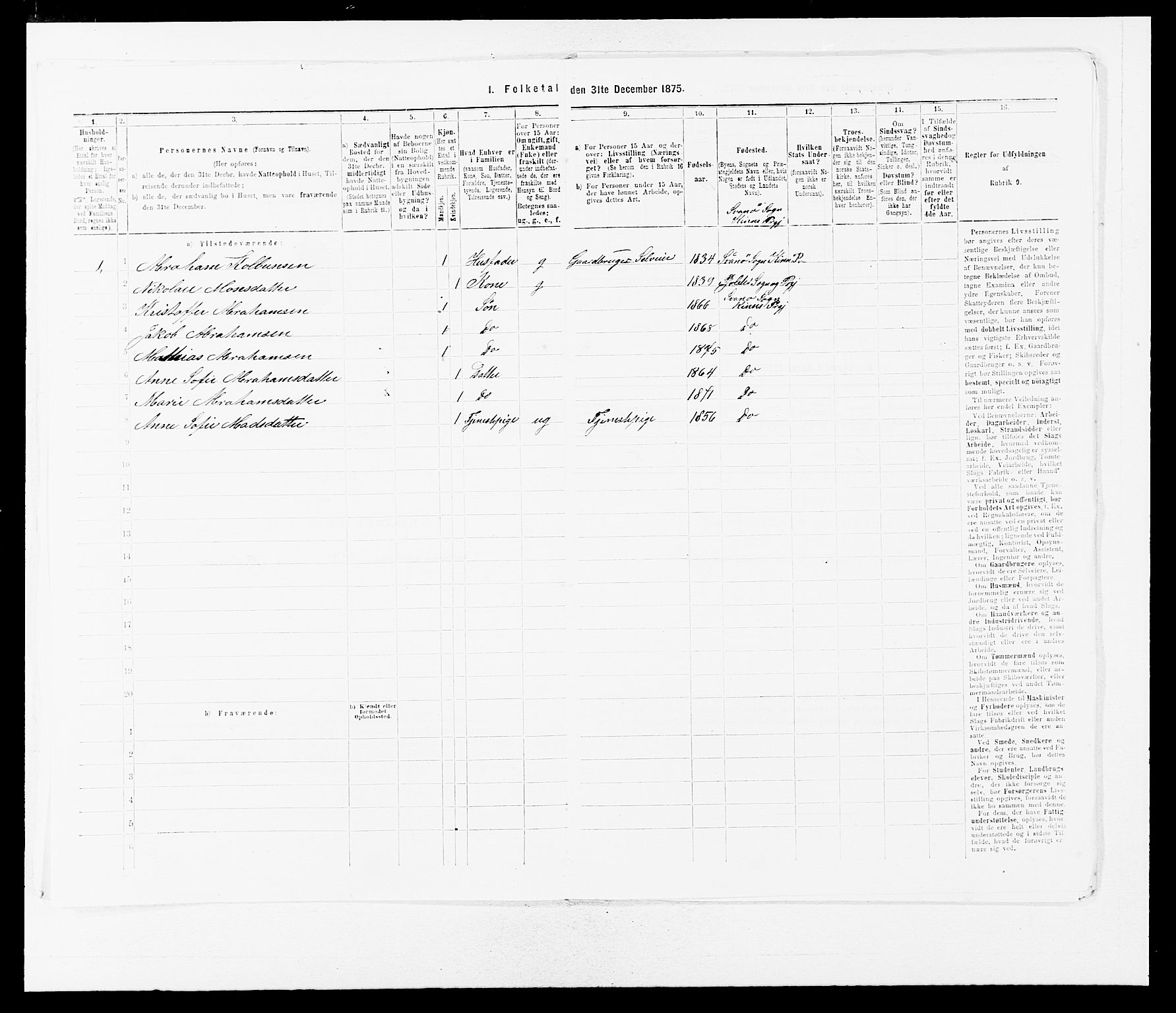 SAB, Folketelling 1875 for 1437L Kinn prestegjeld, Kinn sokn og Svanøy sokn, 1875, s. 654