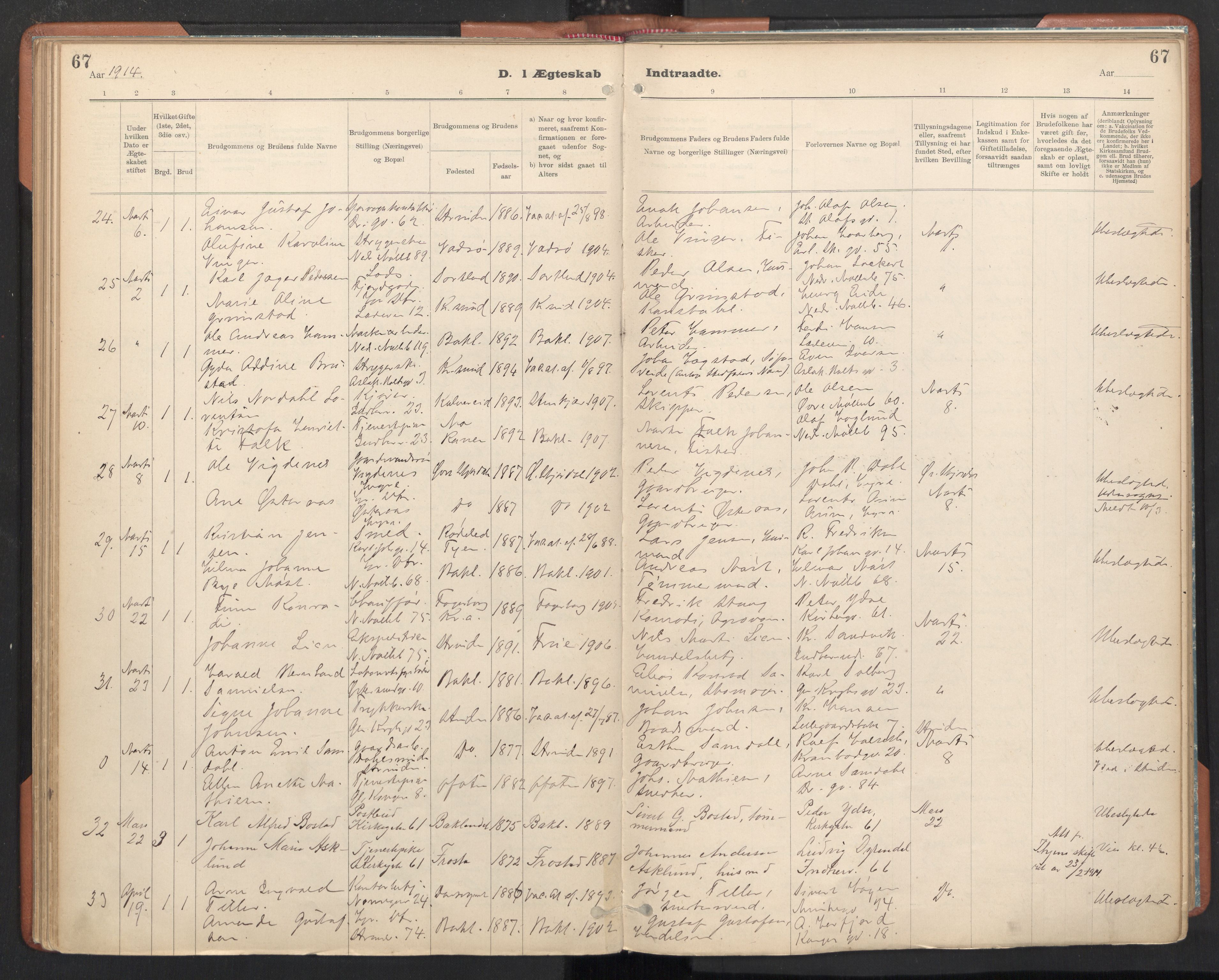 Ministerialprotokoller, klokkerbøker og fødselsregistre - Sør-Trøndelag, AV/SAT-A-1456/605/L0244: Ministerialbok nr. 605A06, 1908-1954, s. 67