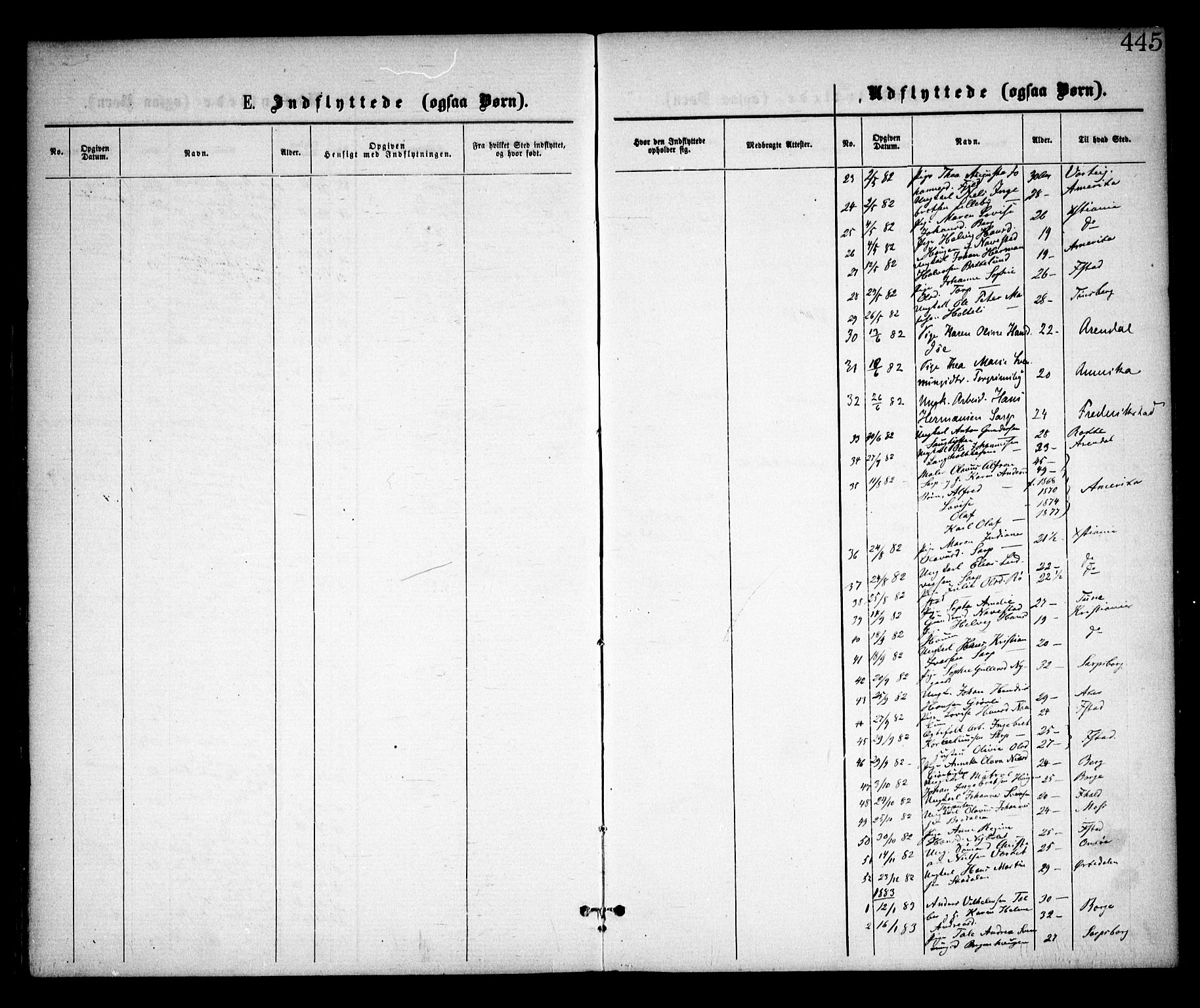 Skjeberg prestekontor Kirkebøker, AV/SAO-A-10923/F/Fa/L0008: Ministerialbok nr. I 8, 1869-1885, s. 445