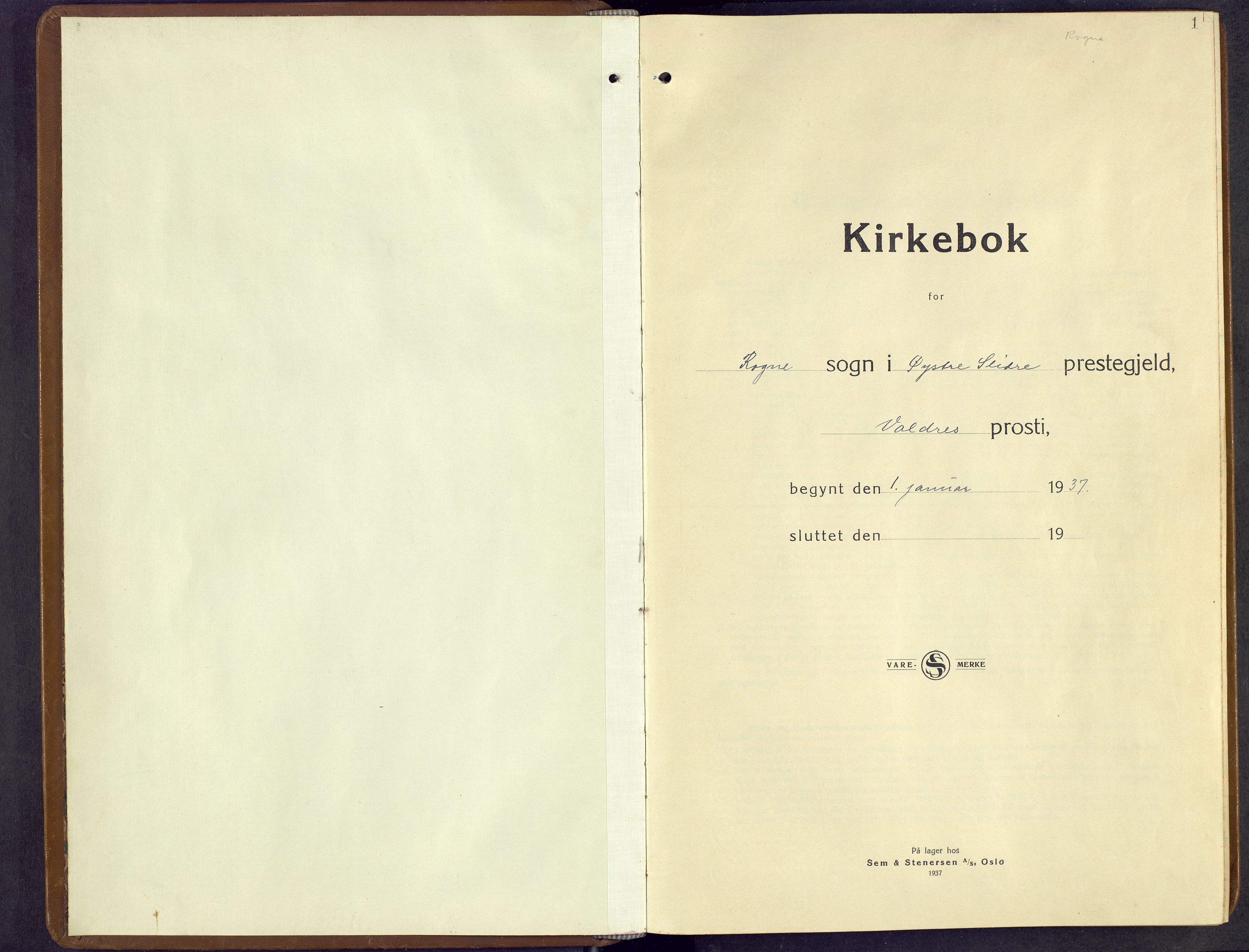Øystre Slidre prestekontor, SAH/PREST-138/H/Ha/Hab/L0011: Klokkerbok nr. 11, 1937-1966, s. 1