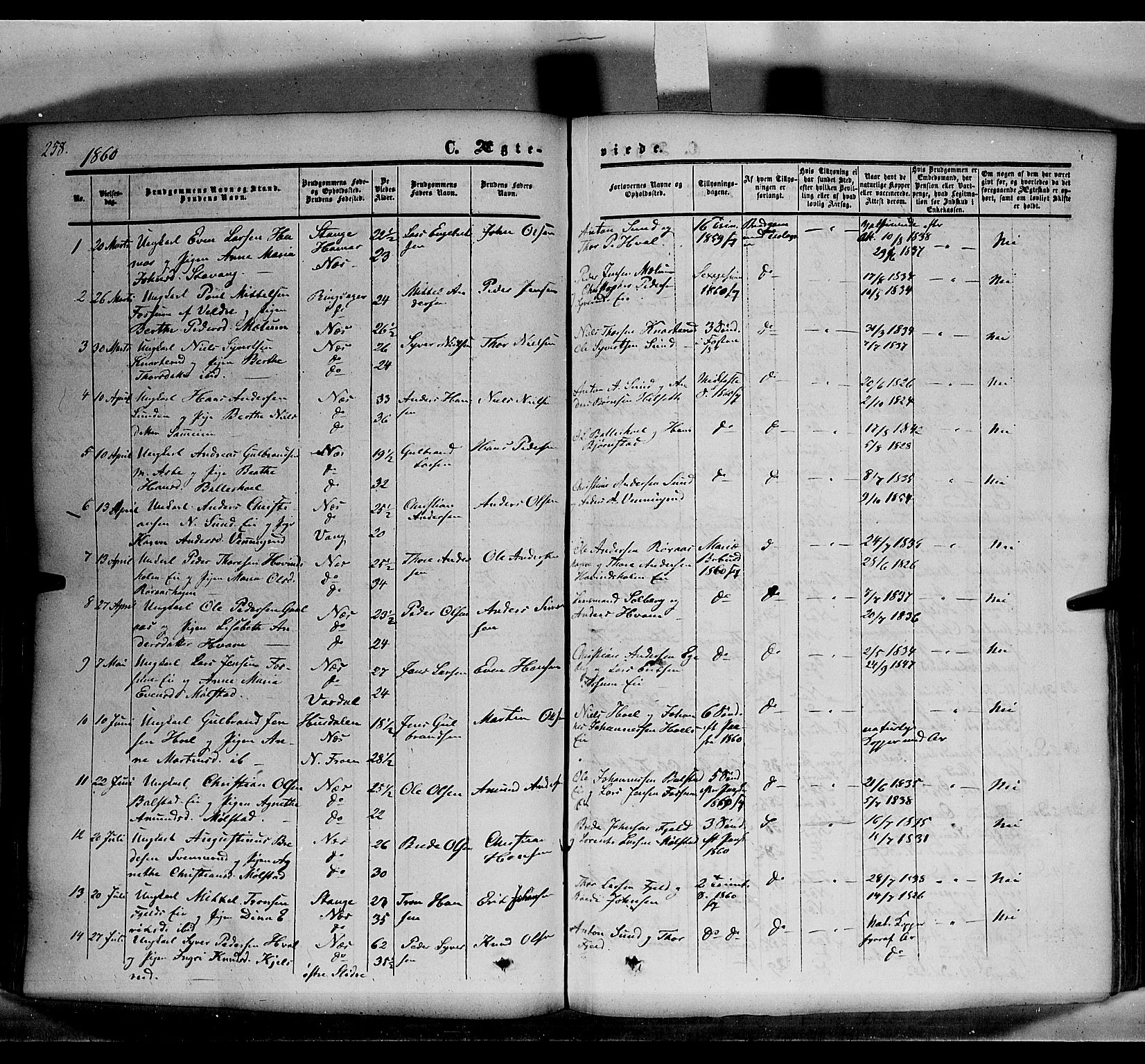 Nes prestekontor, Hedmark, SAH/PREST-020/K/Ka/L0004: Ministerialbok nr. 4, 1852-1886, s. 258