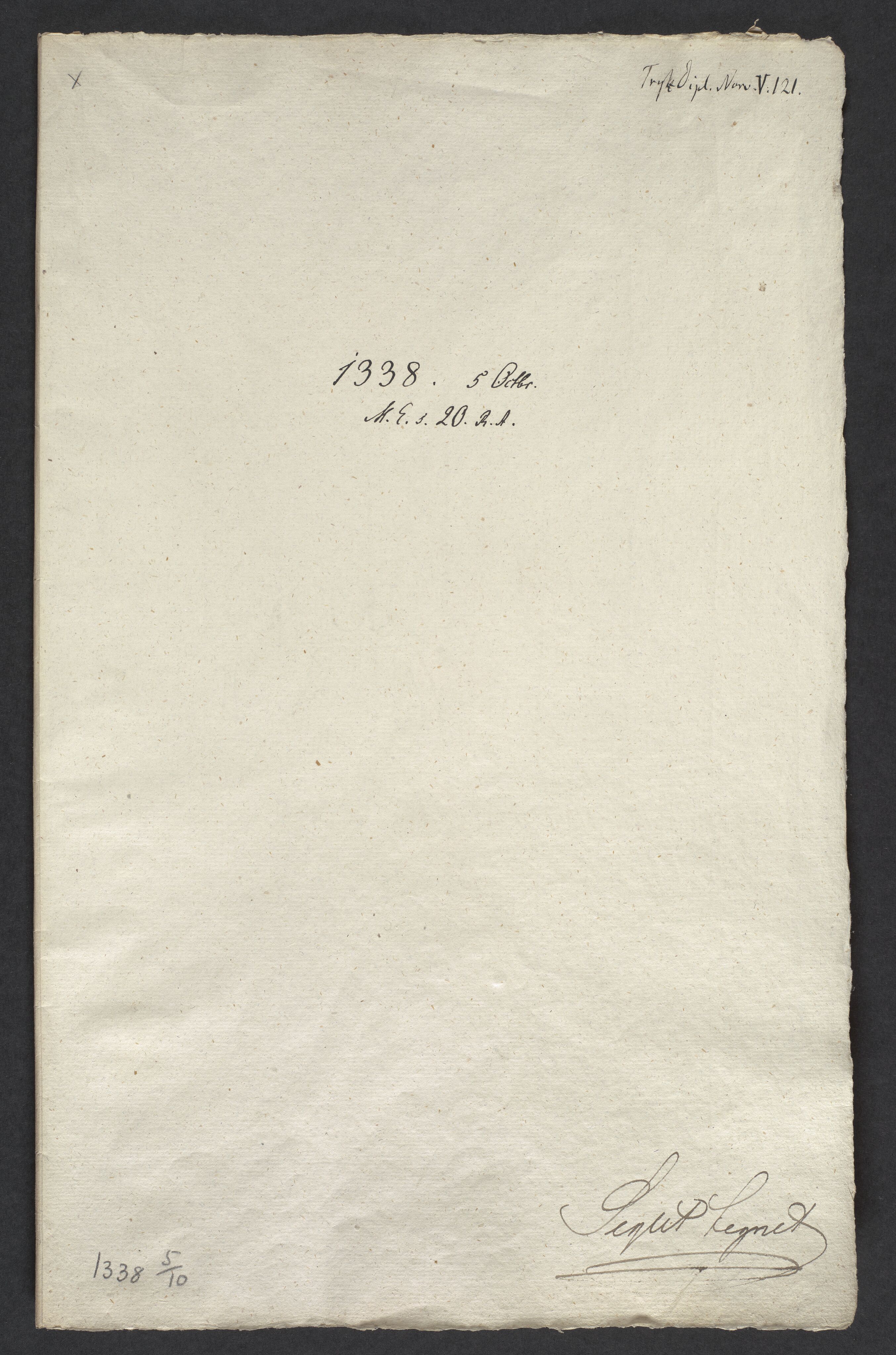 Riksarkivets diplomsamling, AV/RA-EA-5965/F01/F01a/L0045: Dokumenter, 1338, s. 22