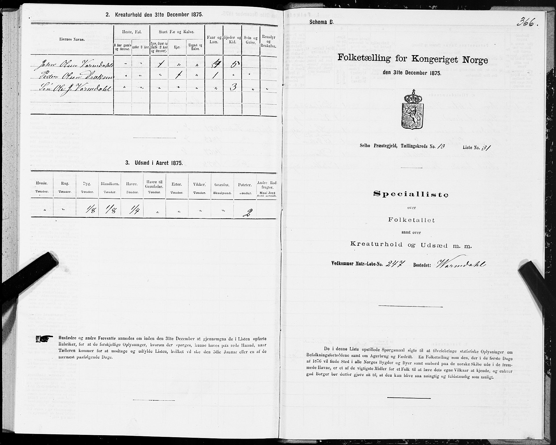 SAT, Folketelling 1875 for 1664P Selbu prestegjeld, 1875, s. 6366