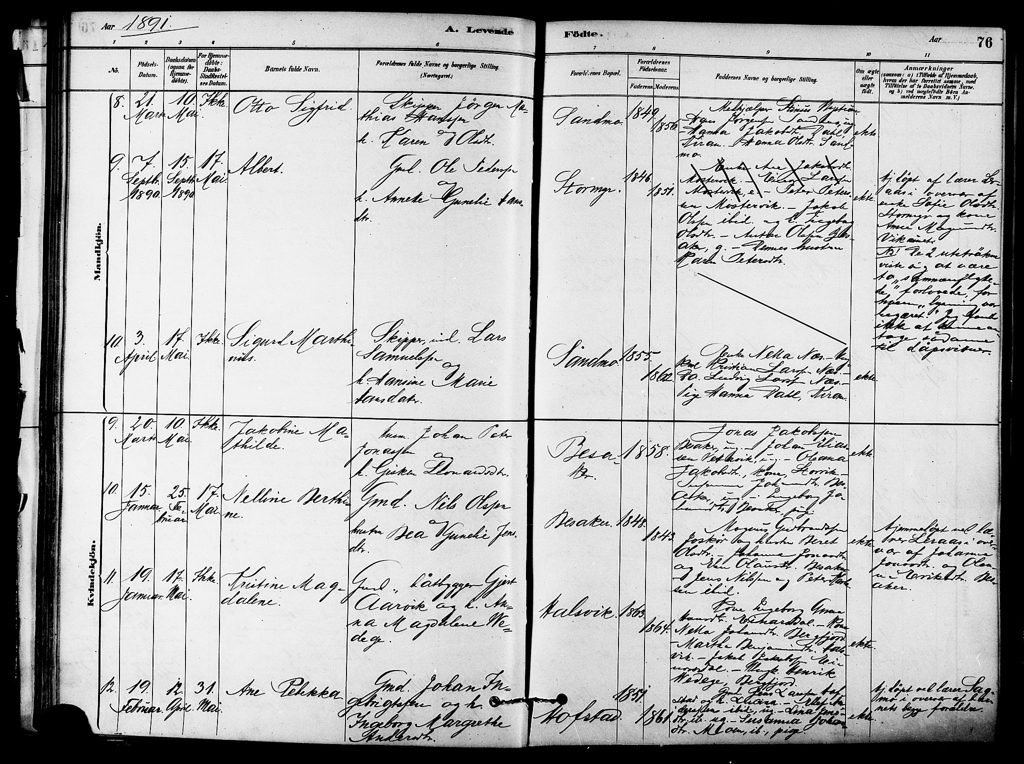 Ministerialprotokoller, klokkerbøker og fødselsregistre - Sør-Trøndelag, SAT/A-1456/657/L0707: Ministerialbok nr. 657A08, 1879-1893, s. 76