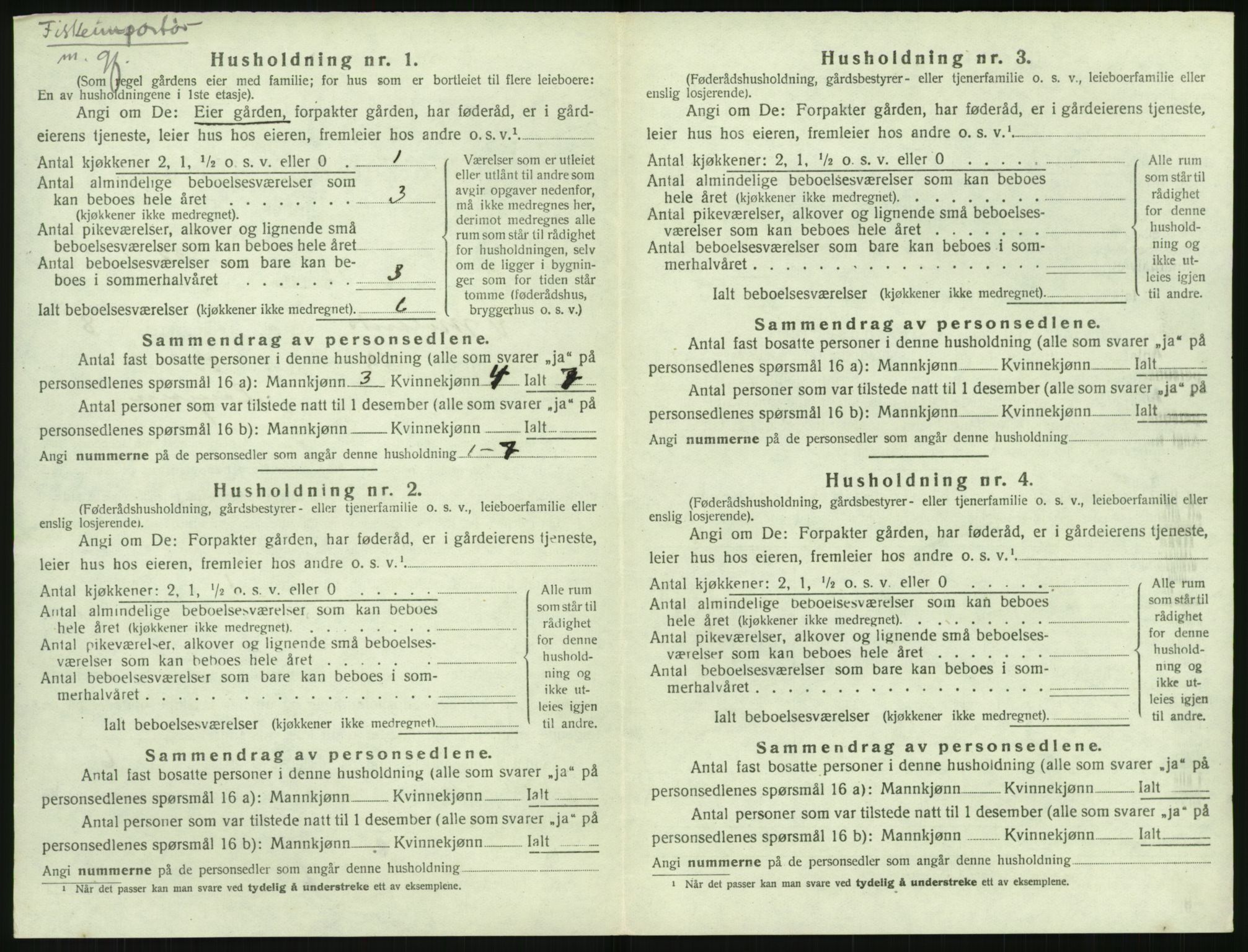 SAK, Folketelling 1920 for 0926 Vestre Moland herred, 1920, s. 1016
