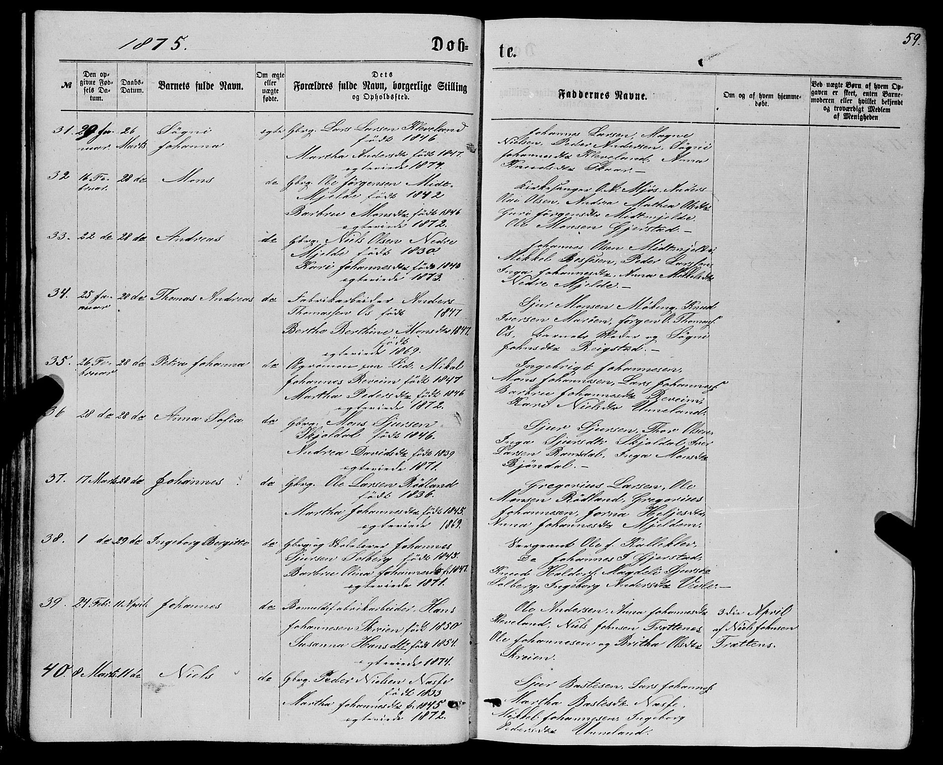 Haus sokneprestembete, AV/SAB-A-75601/H/Haa: Ministerialbok nr. A 18, 1871-1877, s. 59