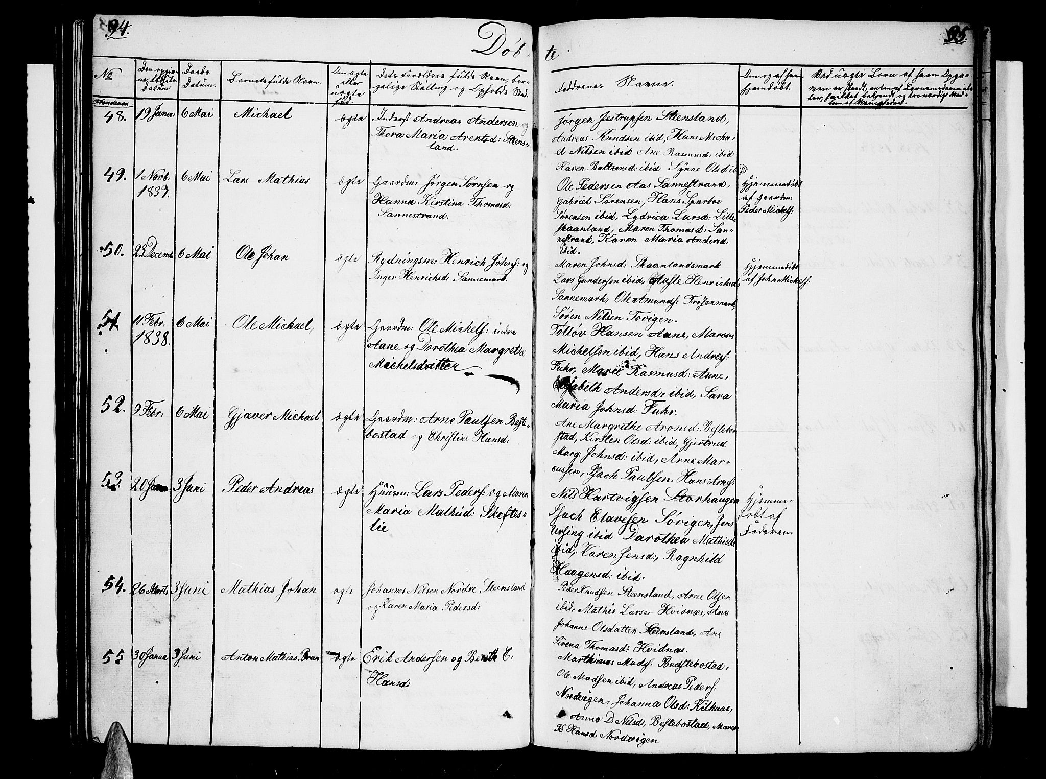Trondenes sokneprestkontor, AV/SATØ-S-1319/H/Hb/L0005klokker: Klokkerbok nr. 5, 1834-1845, s. 94-95