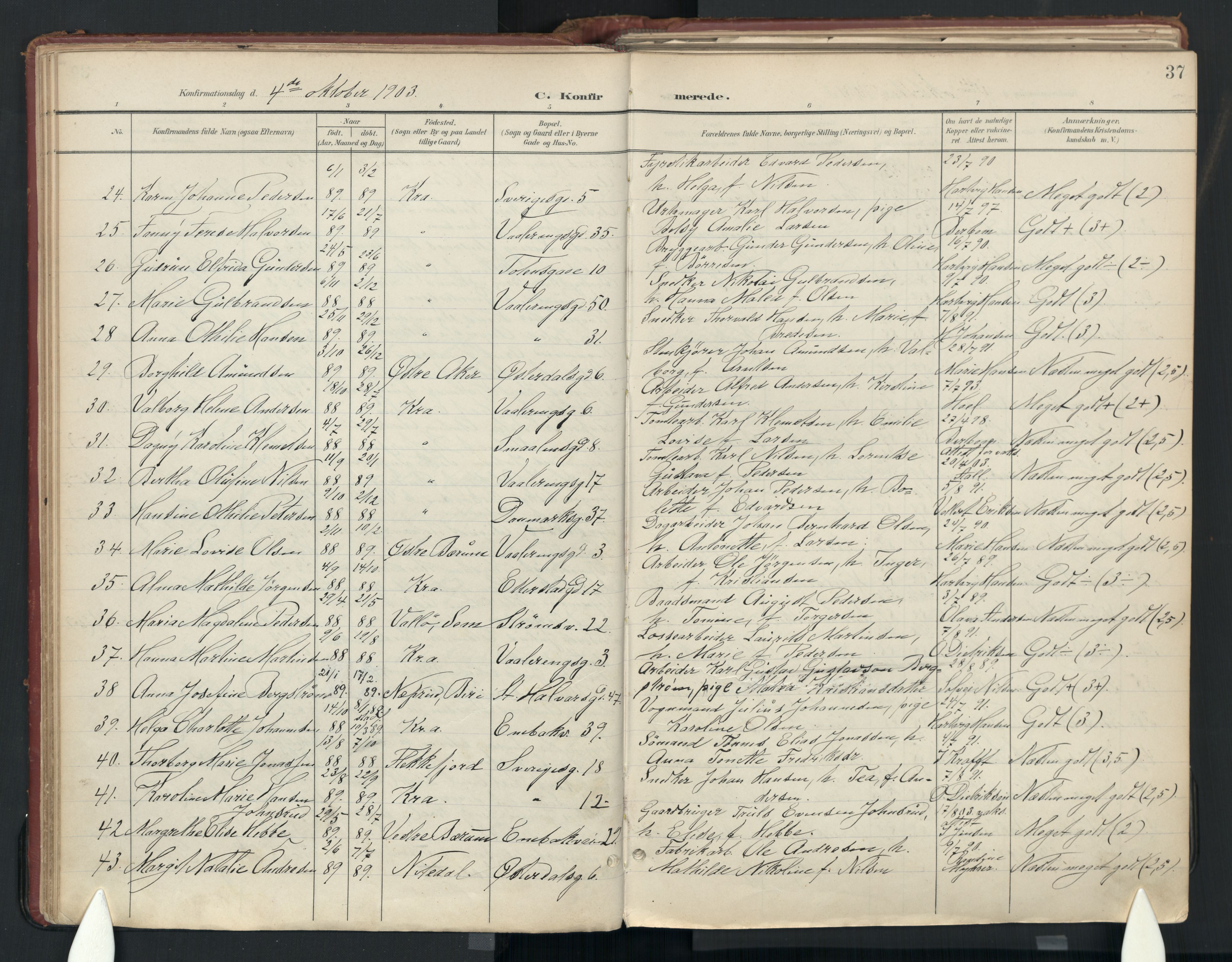 Vålerengen prestekontor Kirkebøker, AV/SAO-A-10878: Ministerialbok nr. 3a, 1900-1925, s. 37
