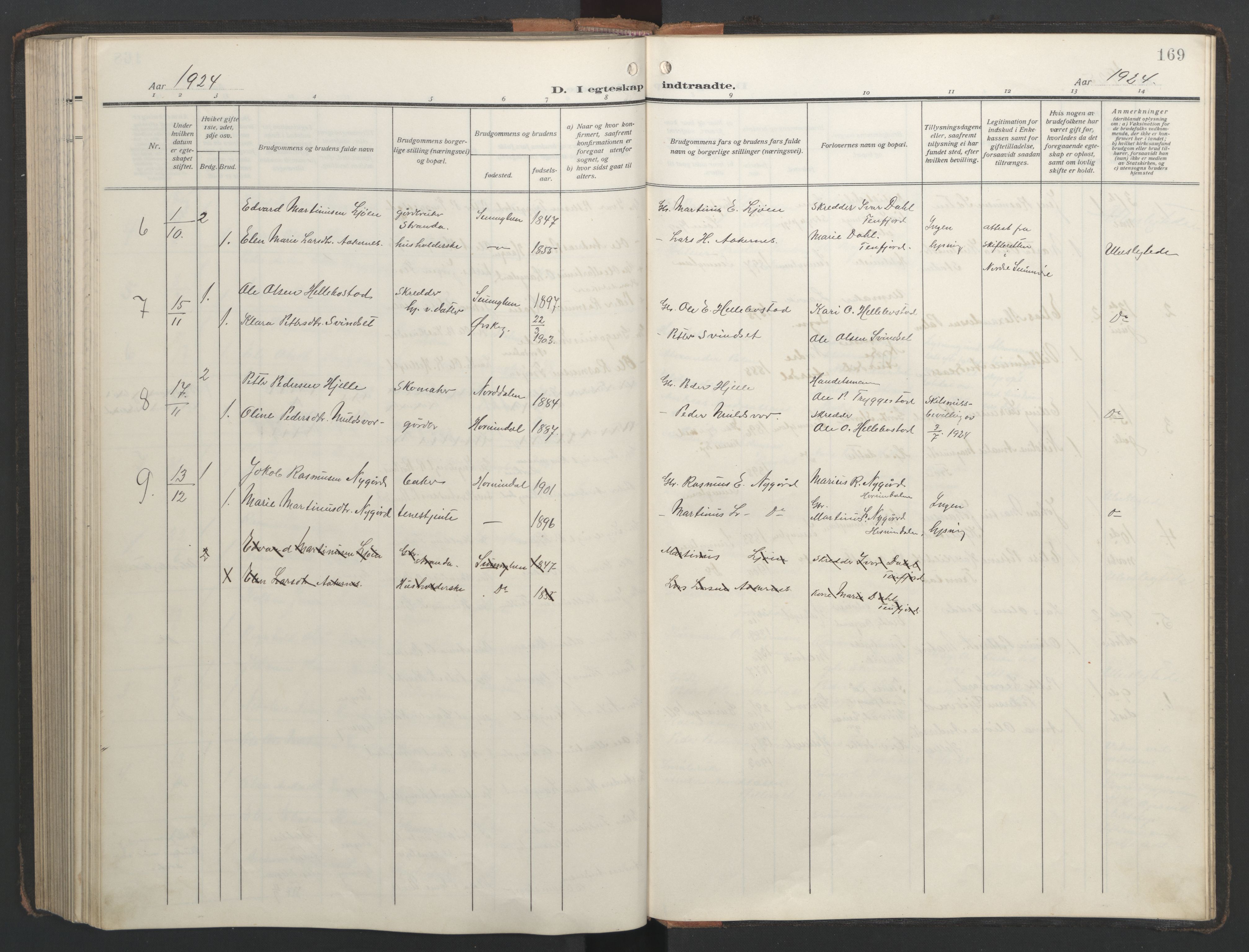 Ministerialprotokoller, klokkerbøker og fødselsregistre - Møre og Romsdal, AV/SAT-A-1454/517/L0232: Klokkerbok nr. 517C05, 1910-1946, s. 169