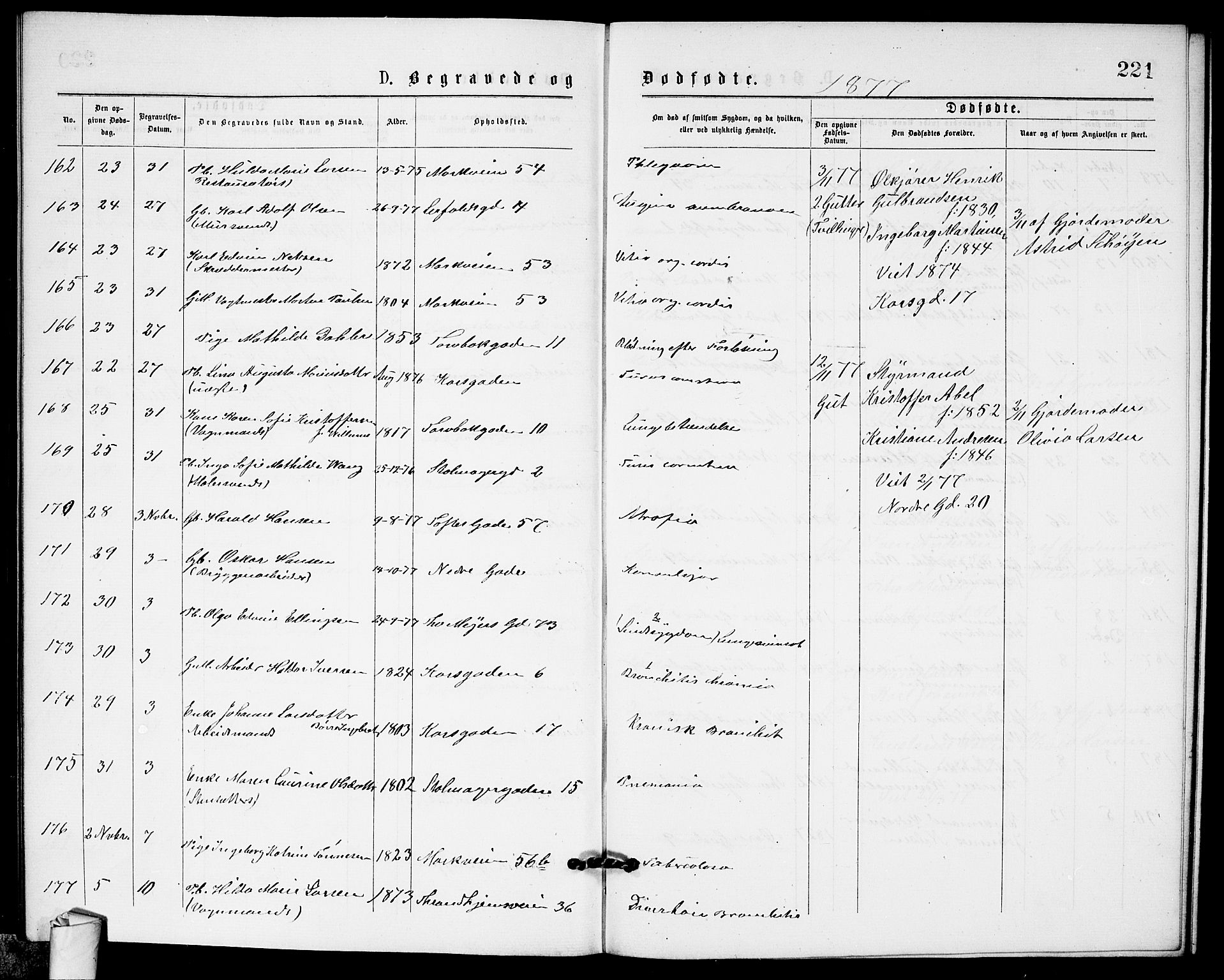 Paulus prestekontor Kirkebøker, AV/SAO-A-10871/G/Ga/L0001: Klokkerbok nr. 1, 1875-1878, s. 221
