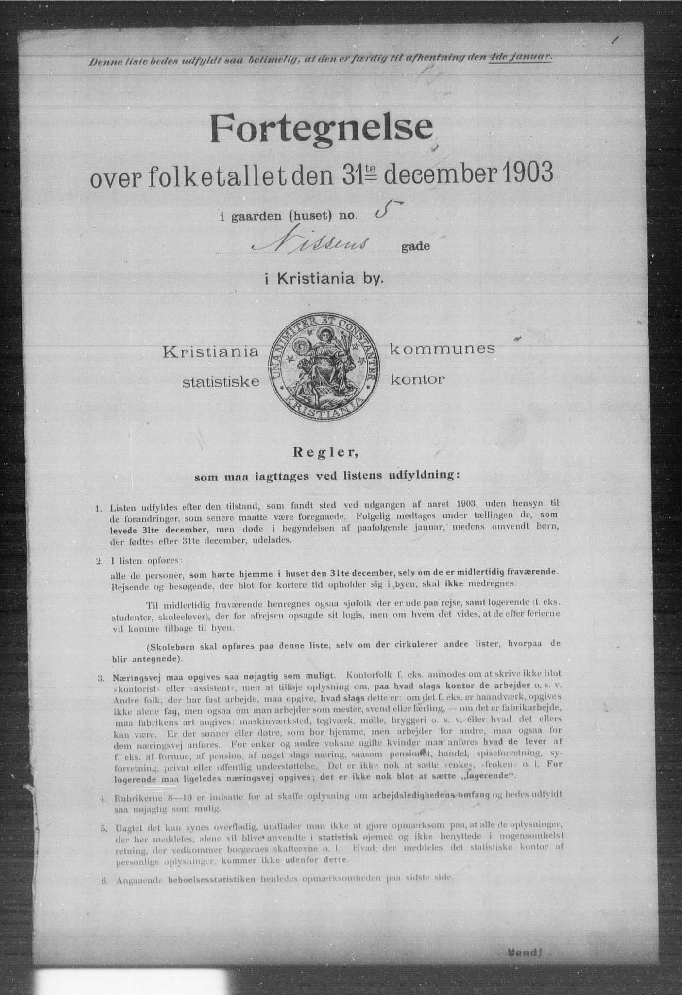 OBA, Kommunal folketelling 31.12.1903 for Kristiania kjøpstad, 1903, s. 13851