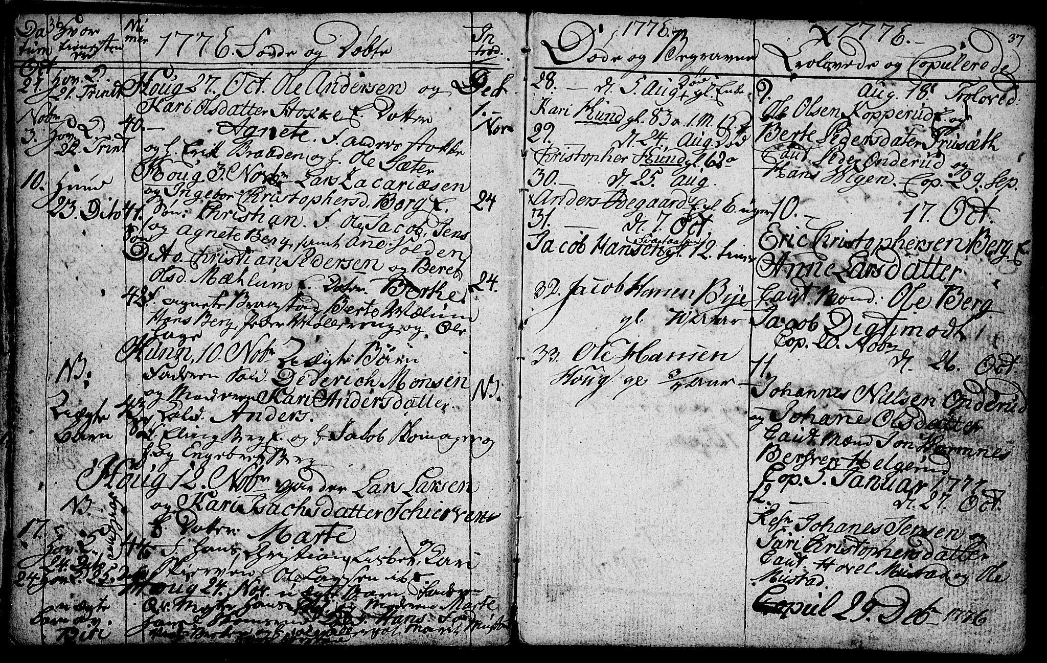 Vardal prestekontor, AV/SAH-PREST-100/H/Ha/Hab/L0001: Klokkerbok nr. 1, 1771-1790, s. 36-37