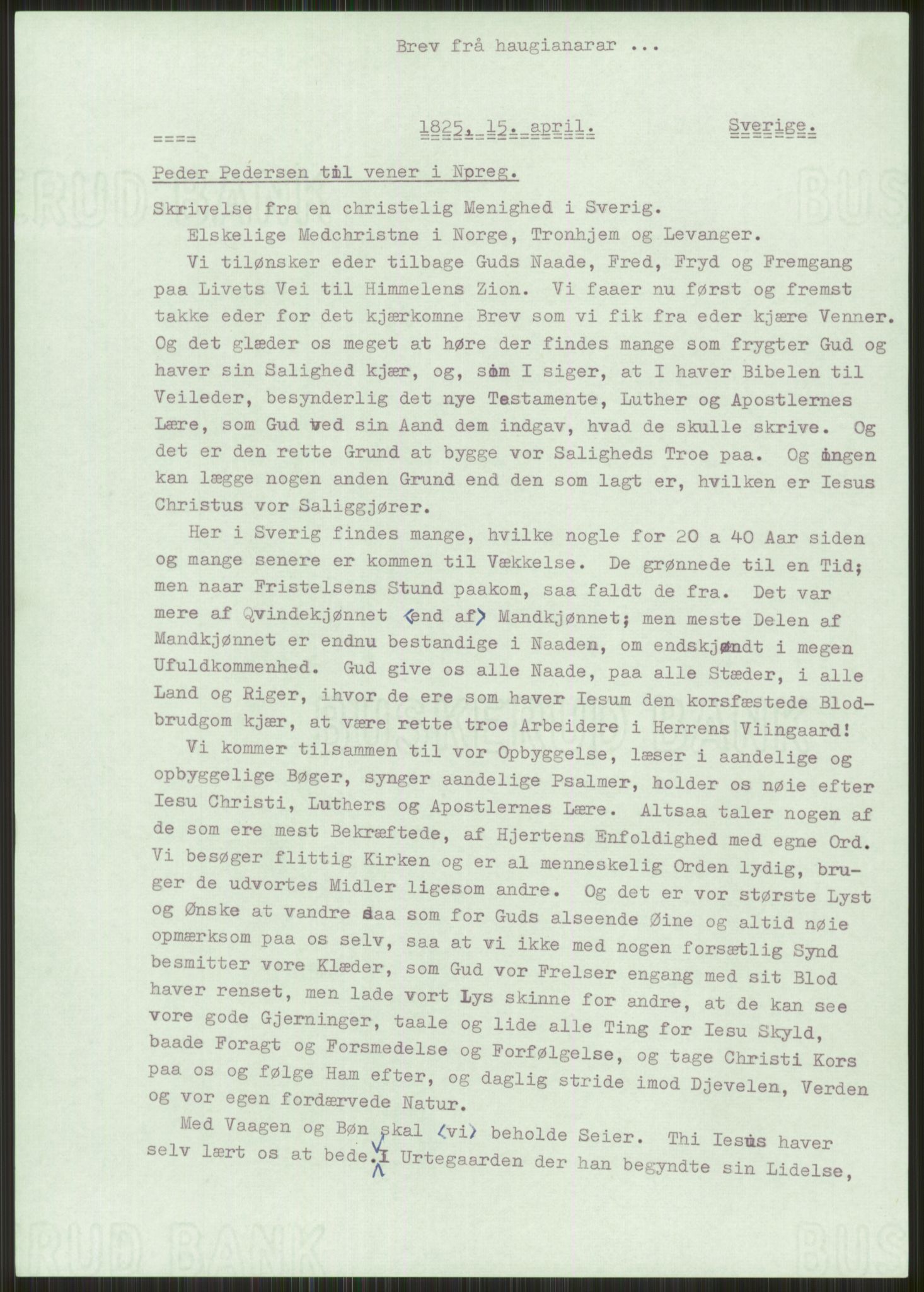 Samlinger til kildeutgivelse, Haugianerbrev, RA/EA-6834/F/L0003: Haugianerbrev III: 1822-1826, 1822-1826