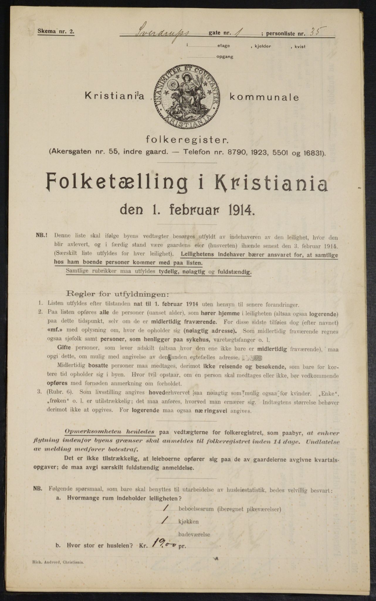 OBA, Kommunal folketelling 1.2.1914 for Kristiania, 1914, s. 105542