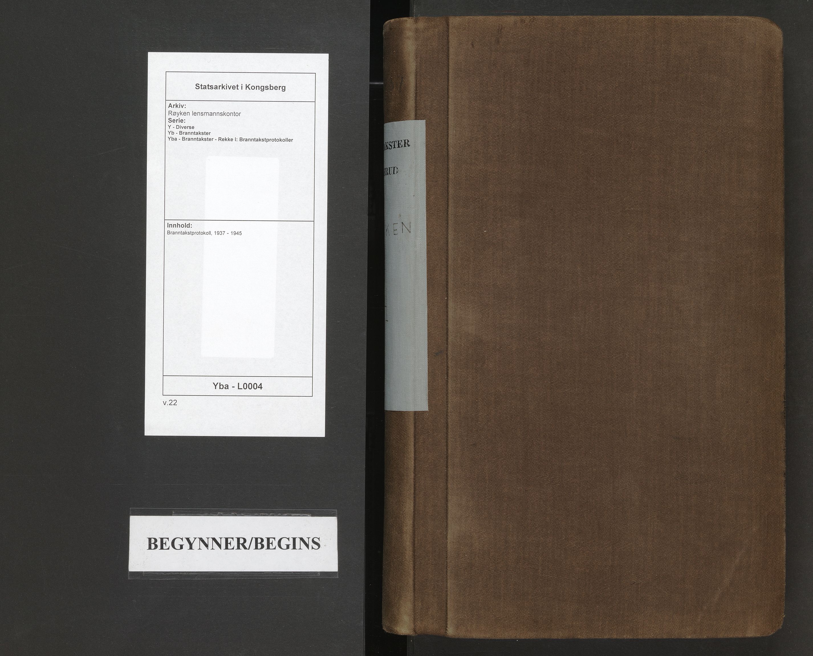 Røyken lensmannskontor, AV/SAKO-A-522/Y/Yb/Yba/L0004: Branntakstprotokoll, 1937-1945