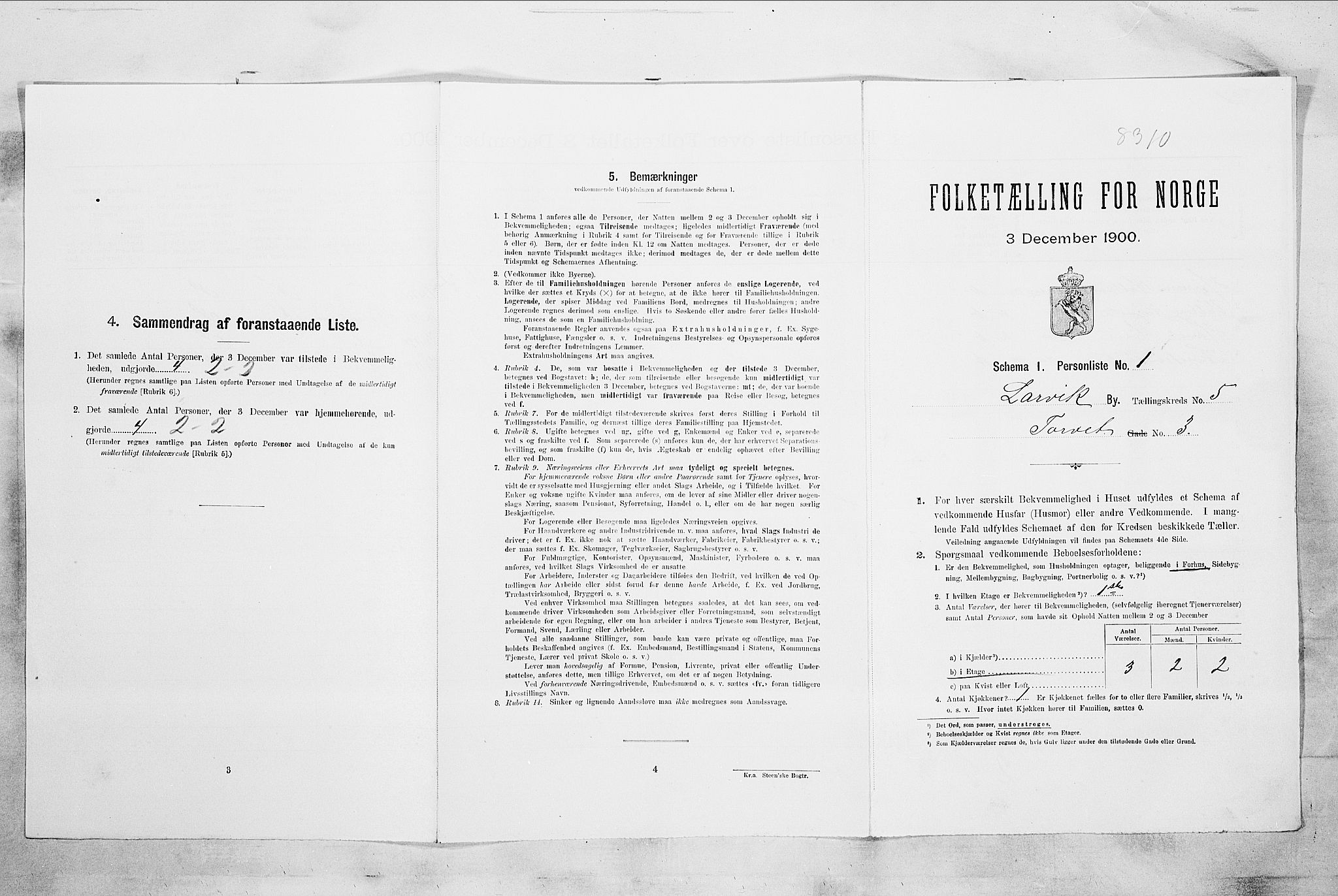 RA, Folketelling 1900 for 0707 Larvik kjøpstad, 1900, s. 523