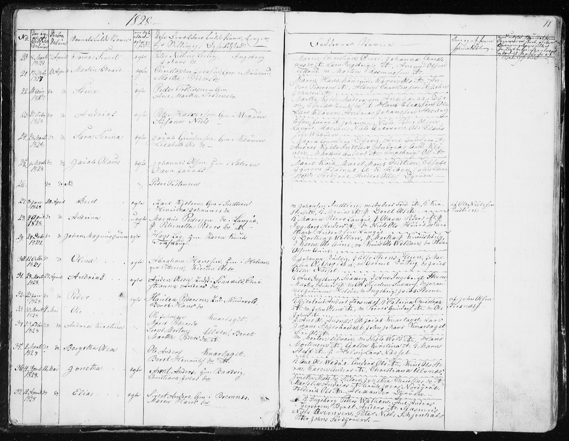 Ministerialprotokoller, klokkerbøker og fødselsregistre - Sør-Trøndelag, SAT/A-1456/634/L0528: Ministerialbok nr. 634A04, 1827-1842, s. 11