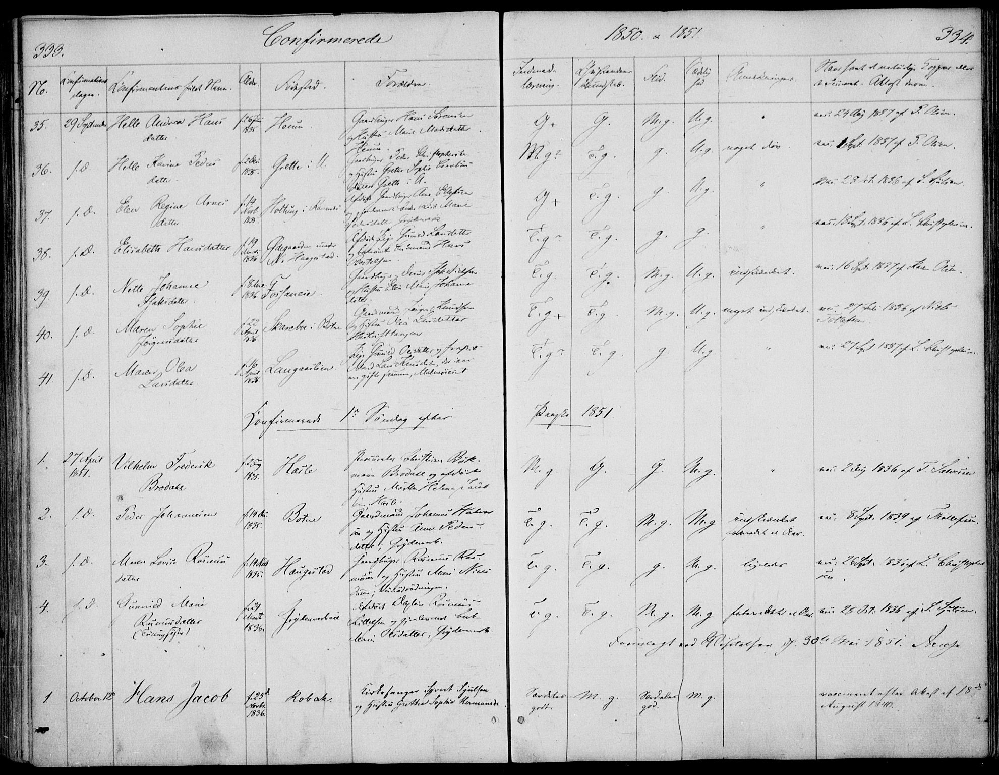 Våle kirkebøker, AV/SAKO-A-334/F/Fa/L0009a: Ministerialbok nr. I 9A, 1839-1860, s. 333-334
