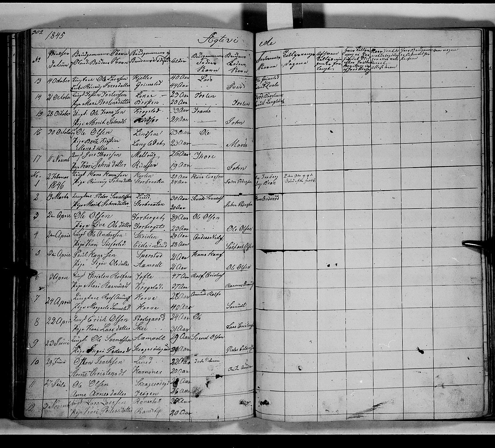 Lom prestekontor, AV/SAH-PREST-070/L/L0004: Klokkerbok nr. 4, 1845-1864, s. 302-303