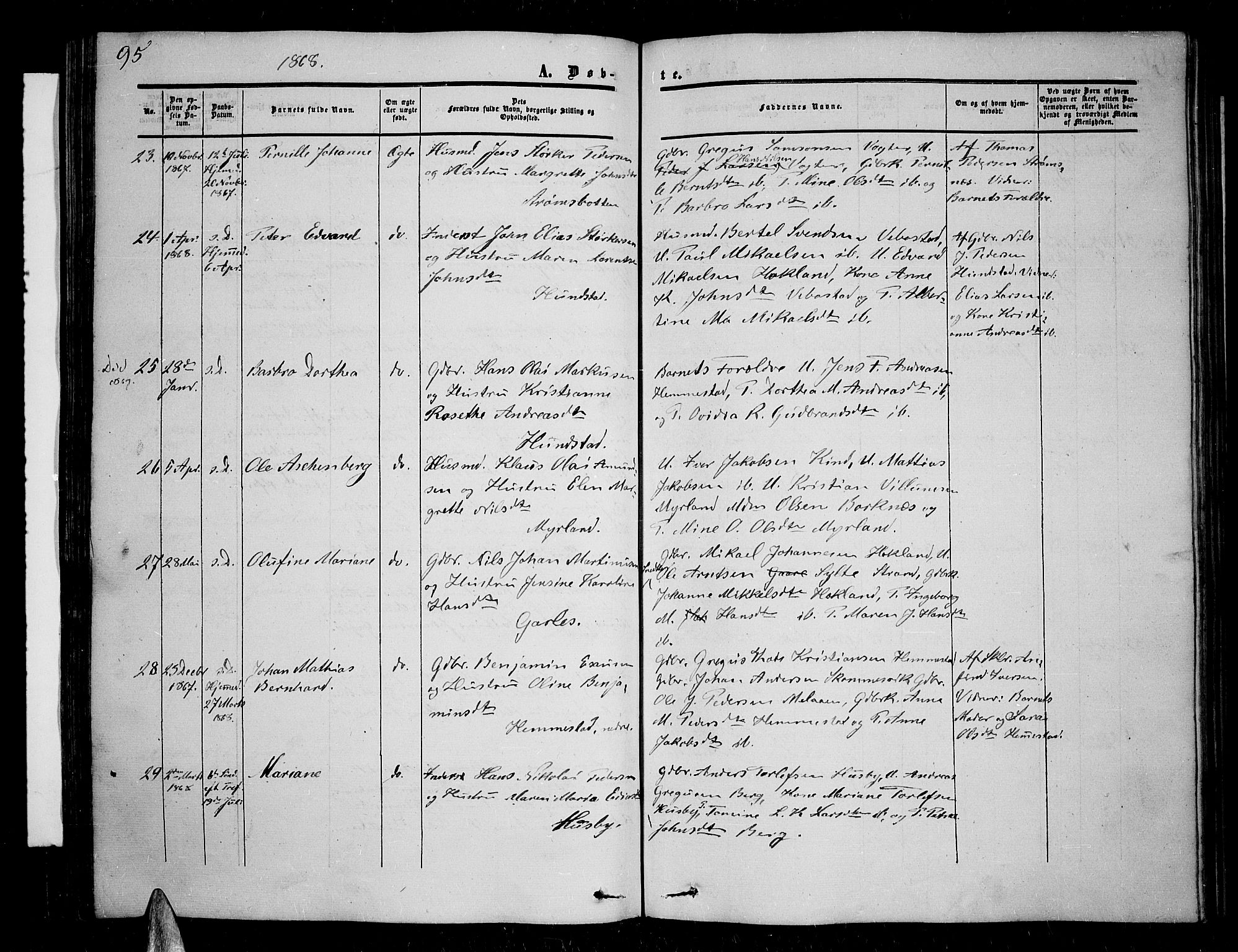 Kvæfjord sokneprestkontor, AV/SATØ-S-1323/G/Ga/Gab/L0003klokker: Klokkerbok nr. 3, 1856-1870, s. 95