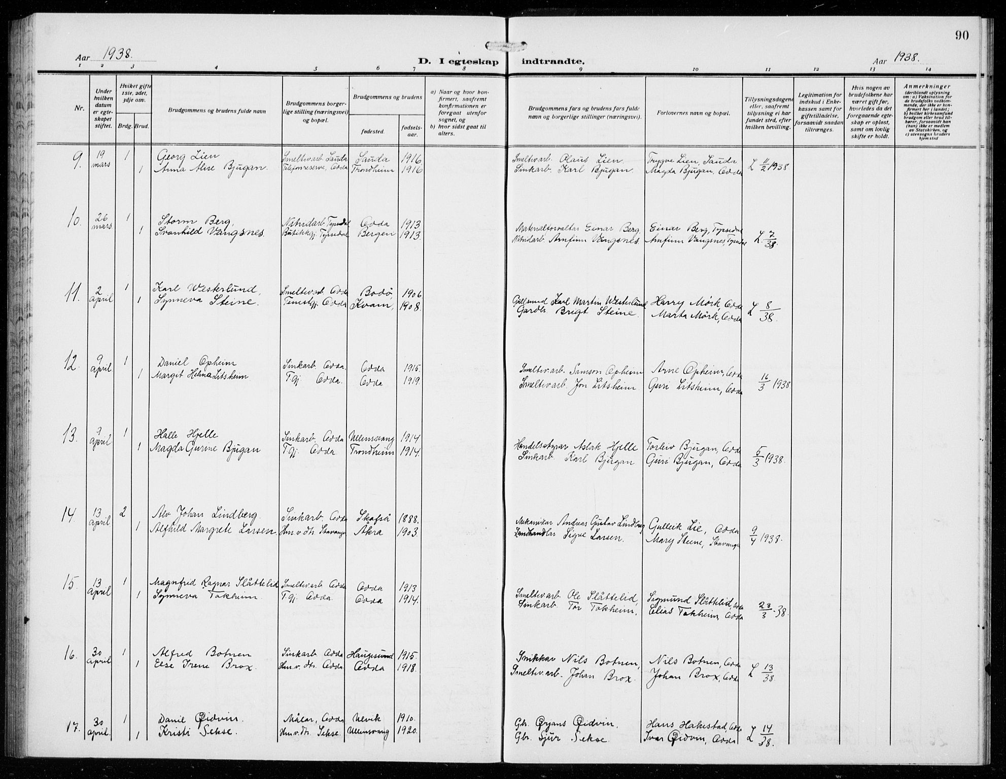 Odda Sokneprestembete, AV/SAB-A-77201/H/Hab: Klokkerbok nr. D 2, 1915-1940, s. 90