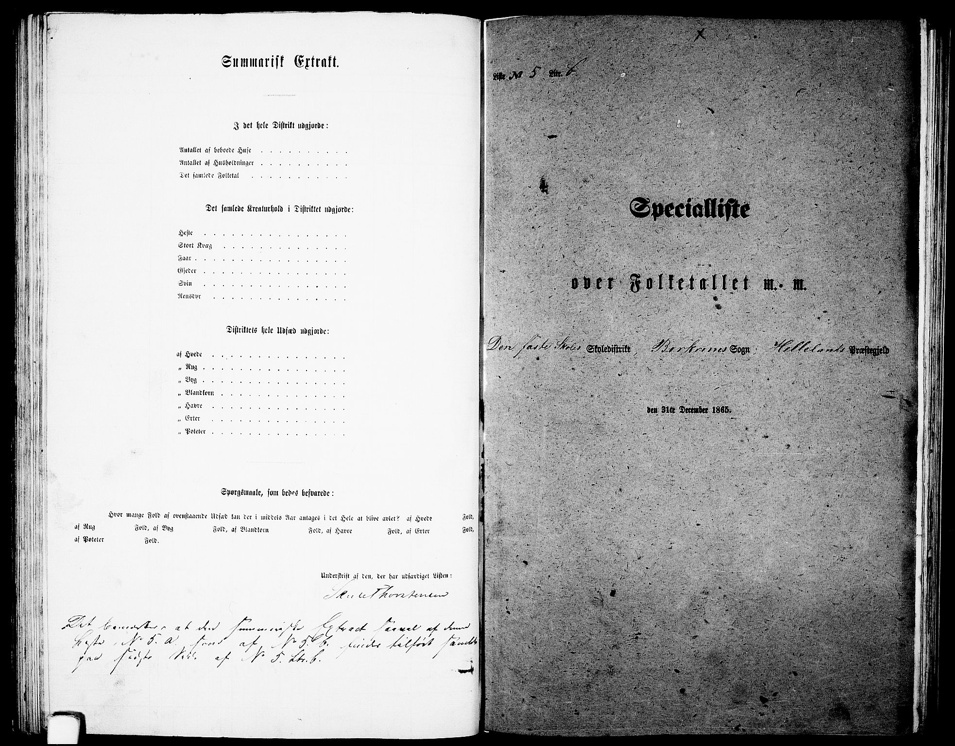 RA, Folketelling 1865 for 1115P Helleland prestegjeld, 1865, s. 75