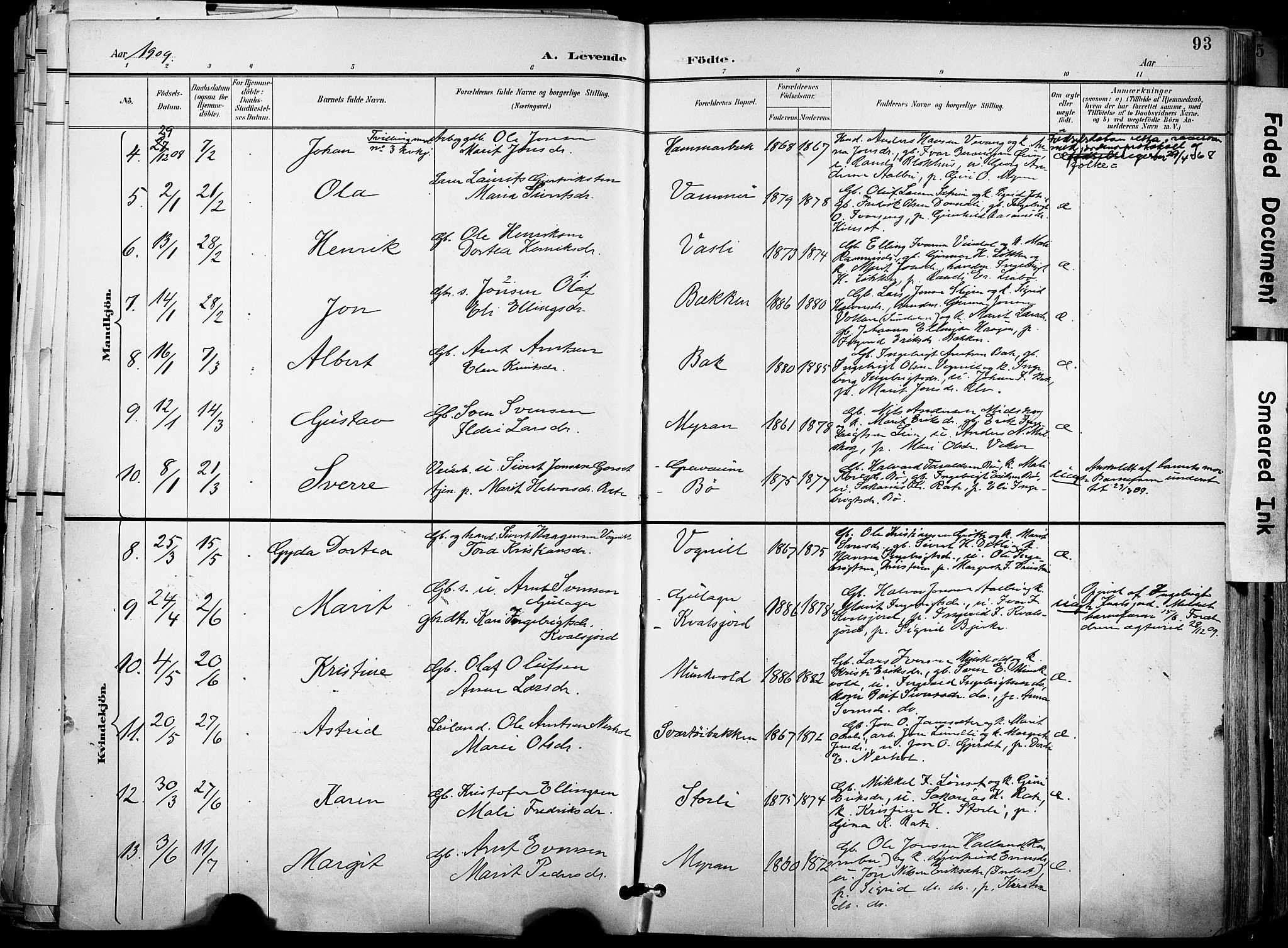 Ministerialprotokoller, klokkerbøker og fødselsregistre - Sør-Trøndelag, AV/SAT-A-1456/678/L0902: Ministerialbok nr. 678A11, 1895-1911, s. 93