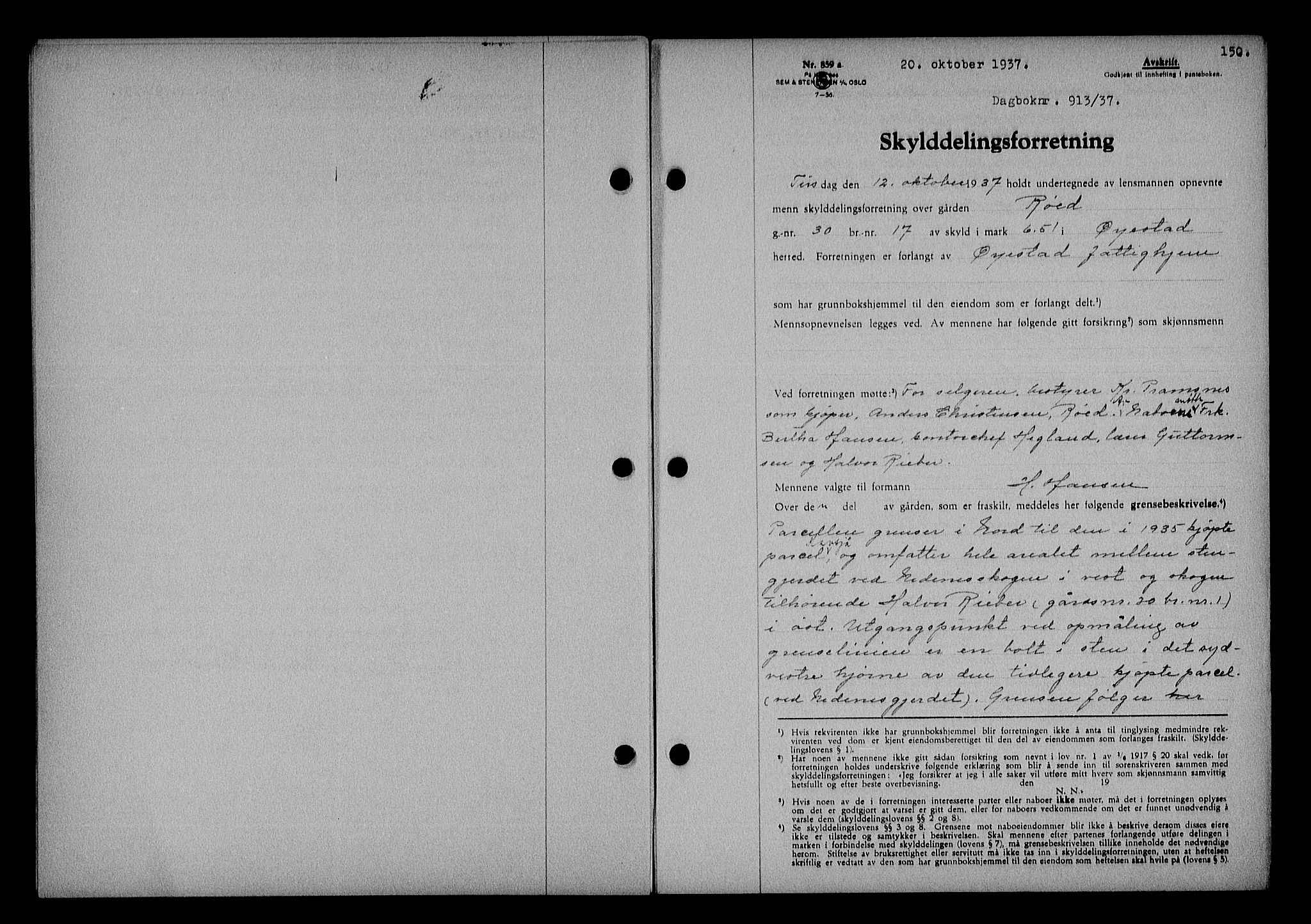 Nedenes sorenskriveri, AV/SAK-1221-0006/G/Gb/Gba/L0044: Pantebok nr. 40, 1937-1938, Dagboknr: 913/1937