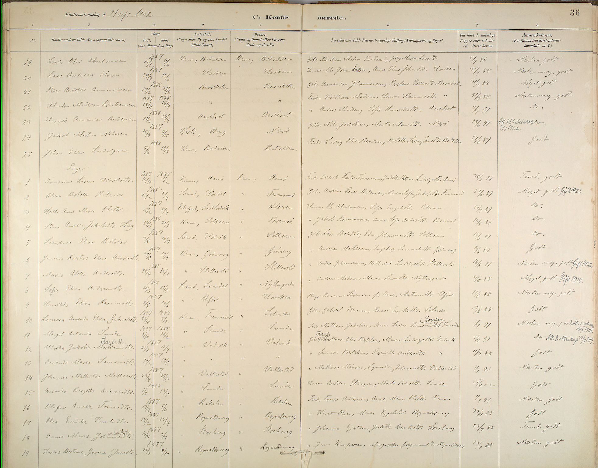 Kinn sokneprestembete, SAB/A-80801/H/Haa/Haab/L0006: Ministerialbok nr. B 6, 1883-1925, s. 36