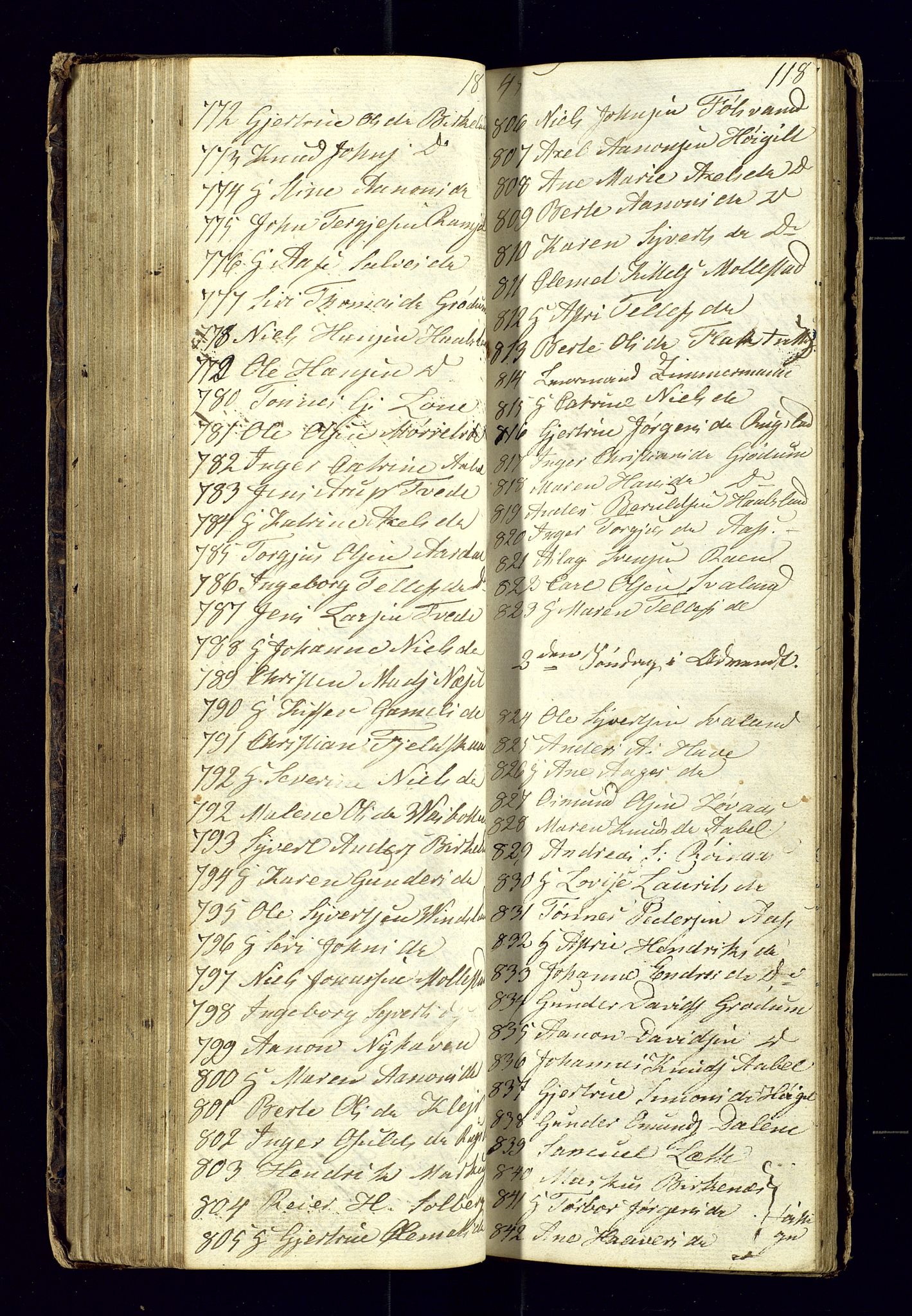 Birkenes sokneprestkontor, SAK/1111-0004/F/Fc/L0002: Kommunikantprotokoll nr. C-2, 1839-1849, s. 118
