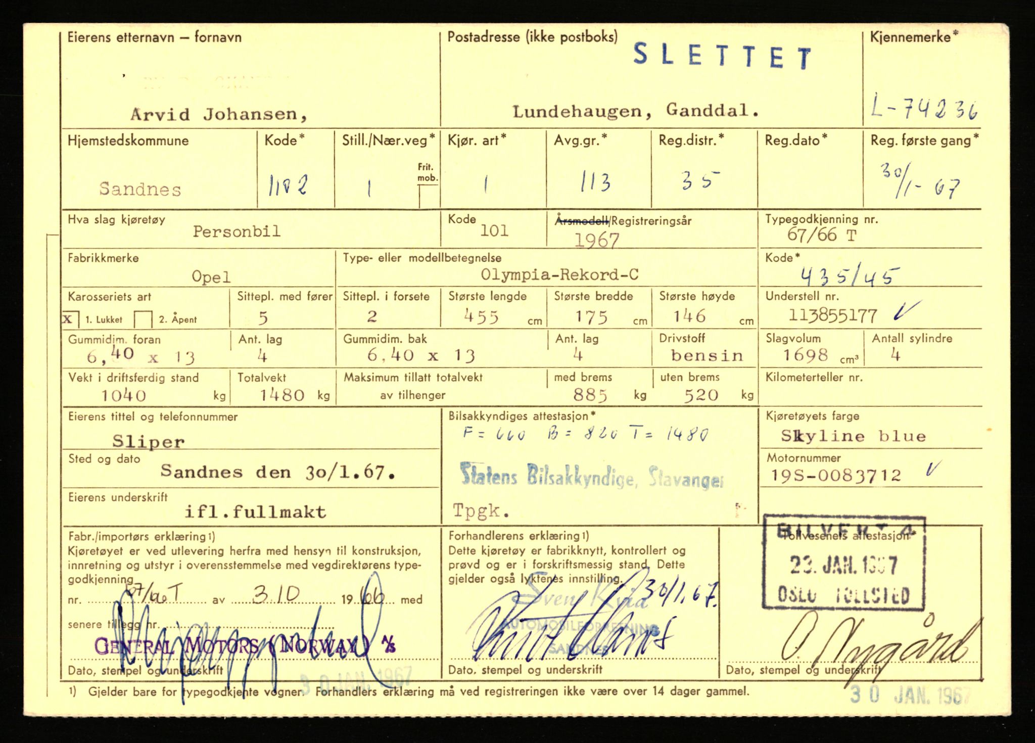 Stavanger trafikkstasjon, AV/SAST-A-101942/0/F/L0067: L-71600 - L-74999, 1930-1971, s. 1778