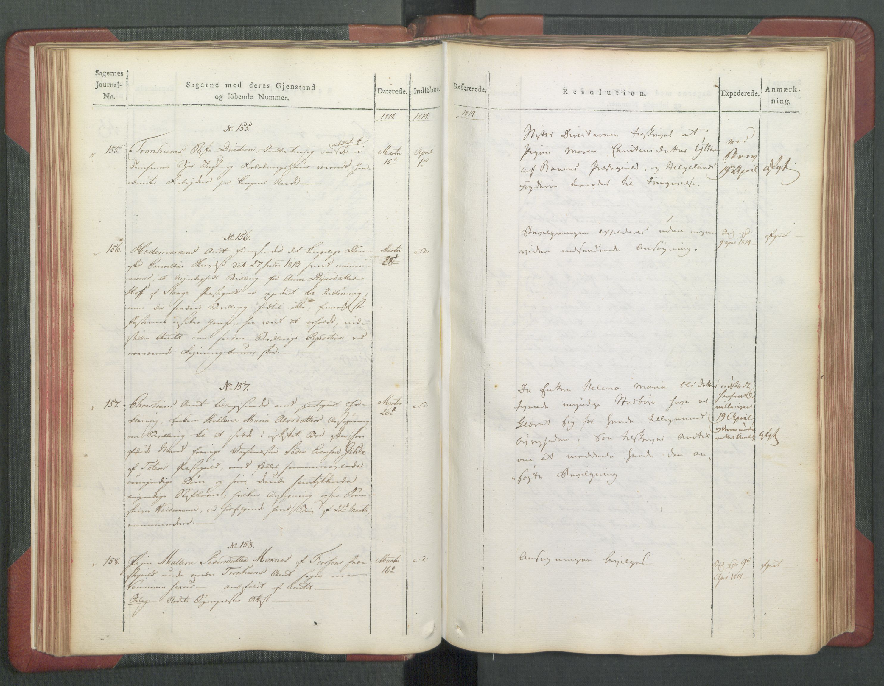 Departementene i 1814, AV/RA-S-3899/Fc/L0039: Journal A, 1814, s. 66