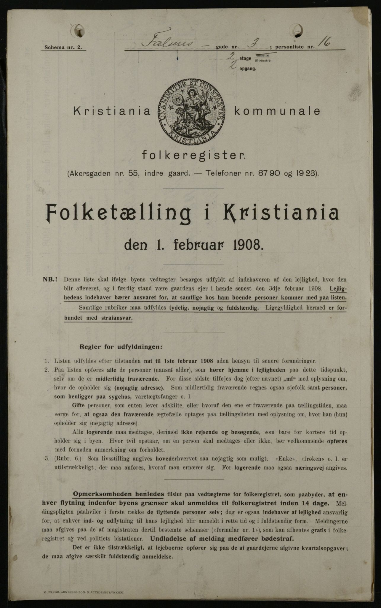 OBA, Kommunal folketelling 1.2.1908 for Kristiania kjøpstad, 1908, s. 21185