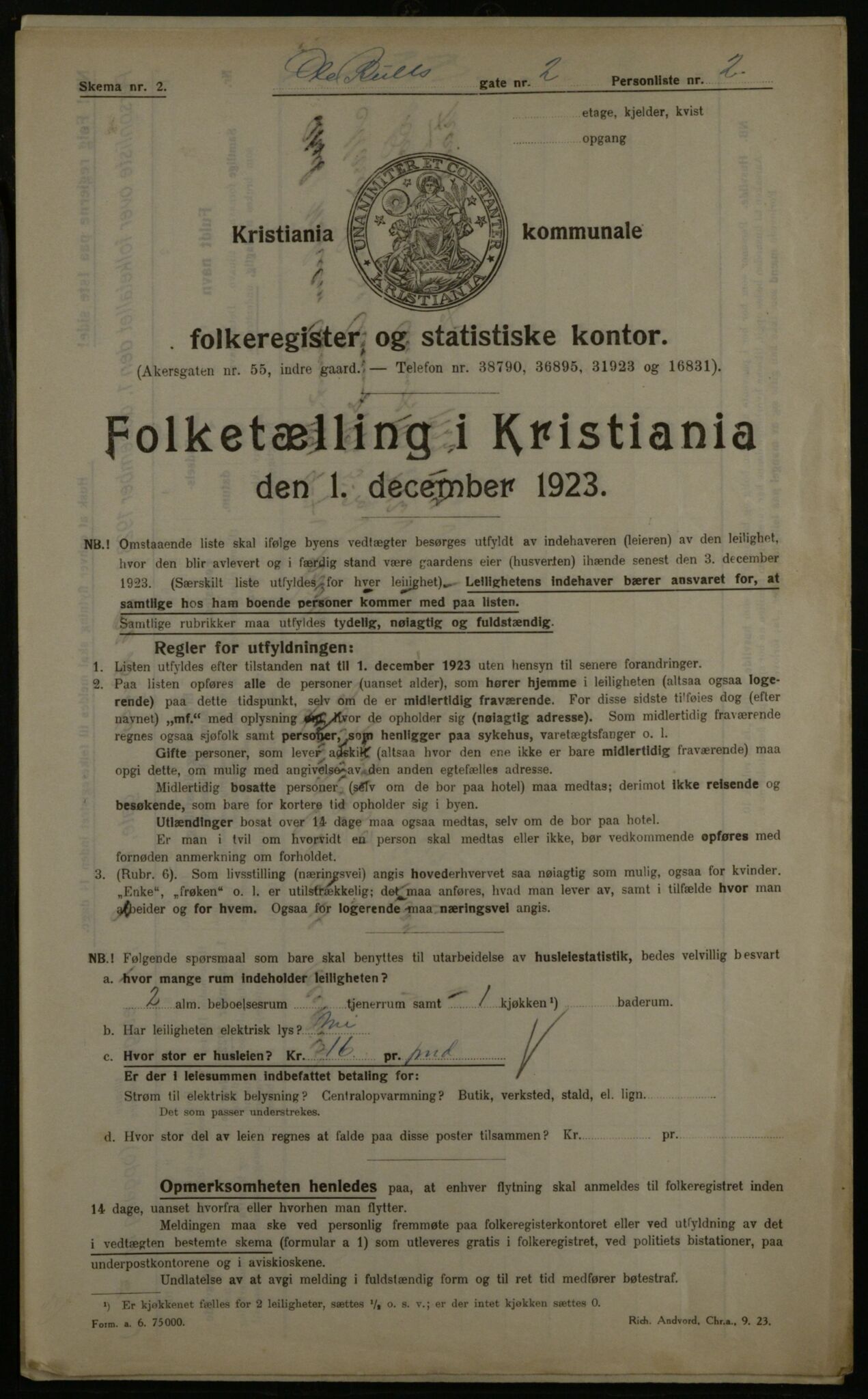 OBA, Kommunal folketelling 1.12.1923 for Kristiania, 1923, s. 82816