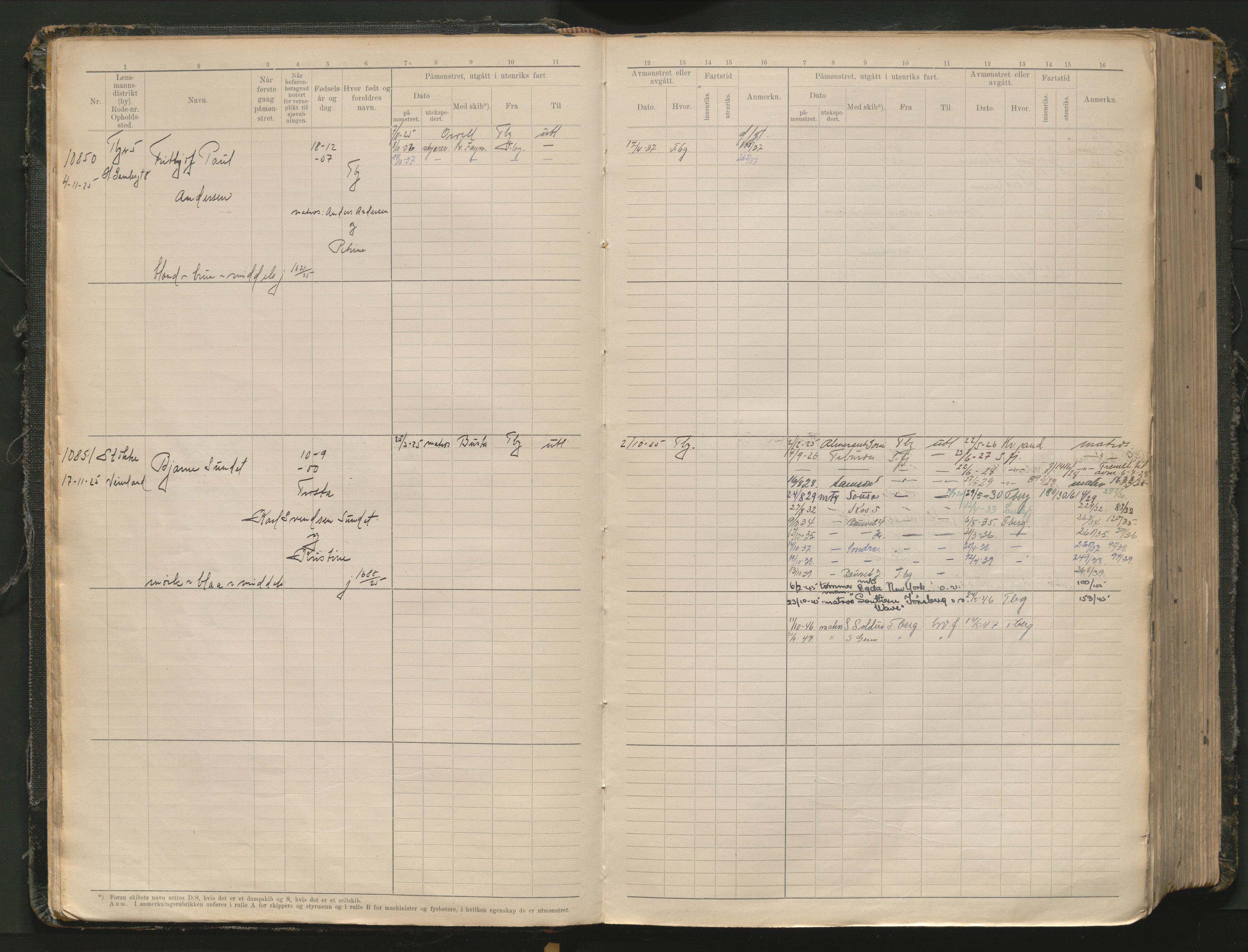 Tønsberg innrulleringskontor, AV/SAKO-A-786/F/Fc/Fcb/L0012: Hovedrulle Patent nr. 10828-12216, 1925-1948