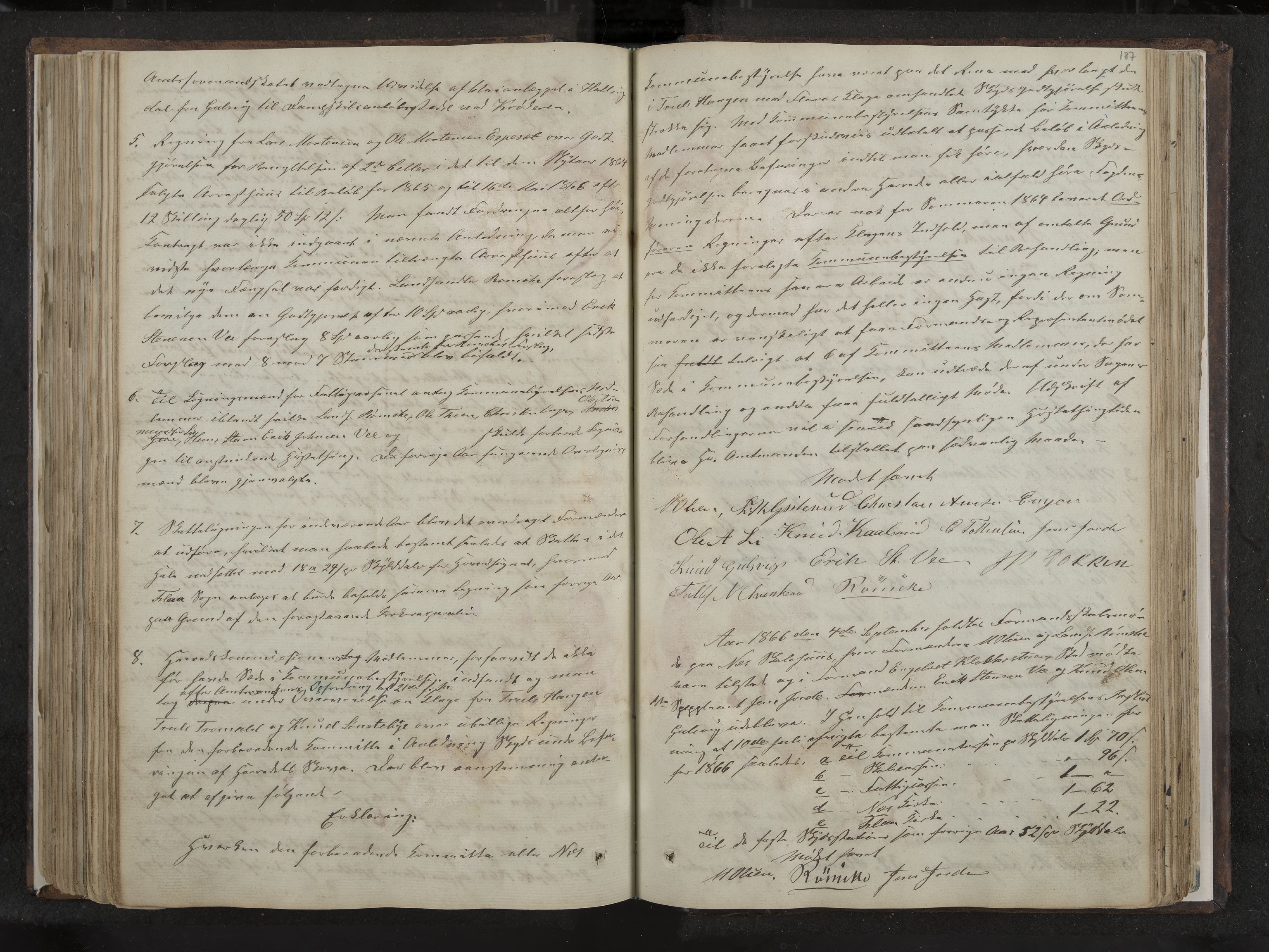 Nes formannskap og sentraladministrasjon, IKAK/0616021-1/A/Aa/L0001: Møtebok med register, 1838-1875, s. 187