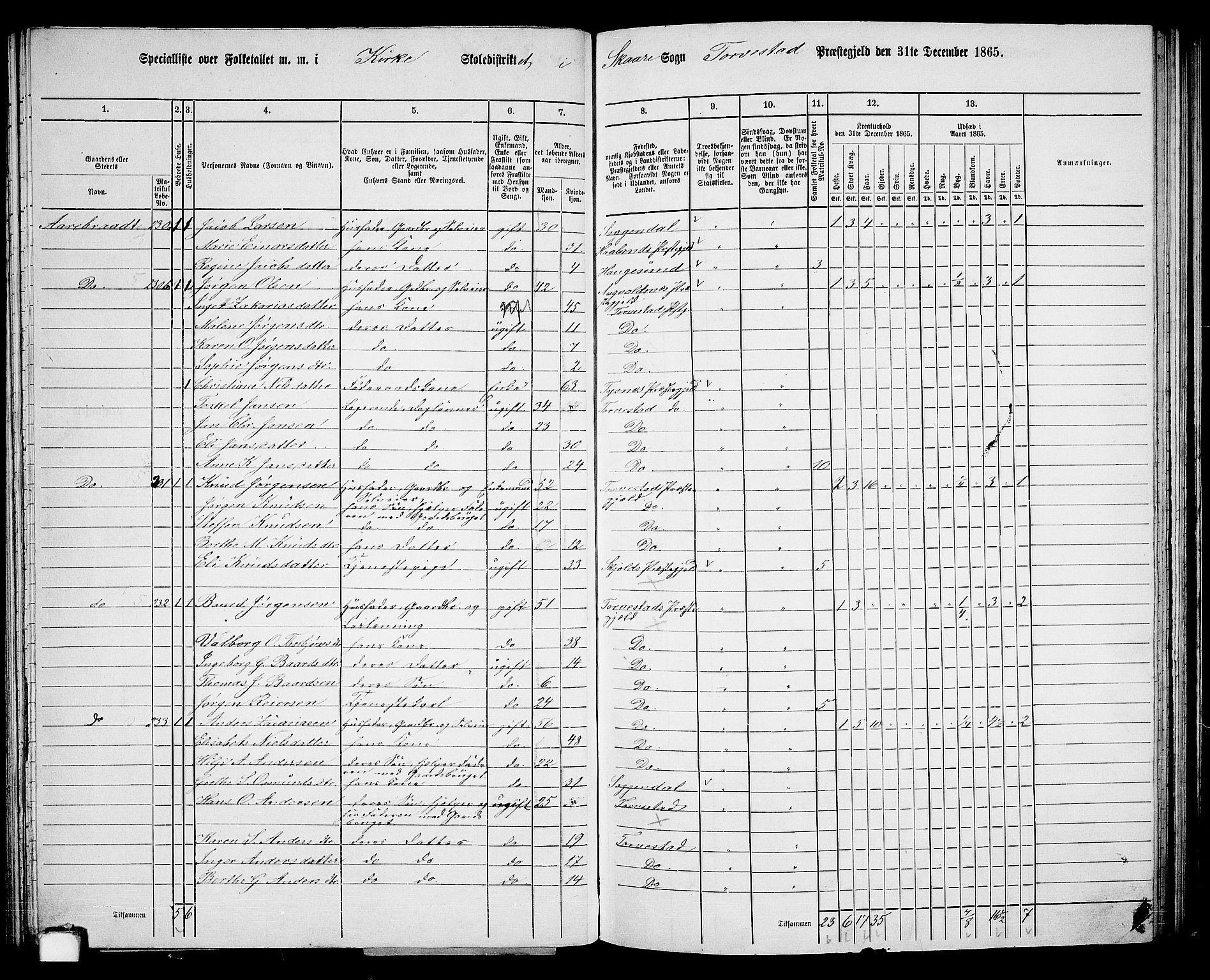 RA, Folketelling 1865 for 1152L Torvastad prestegjeld, Torvastad sokn, Skåre sokn og Utsira sokn, 1865, s. 75