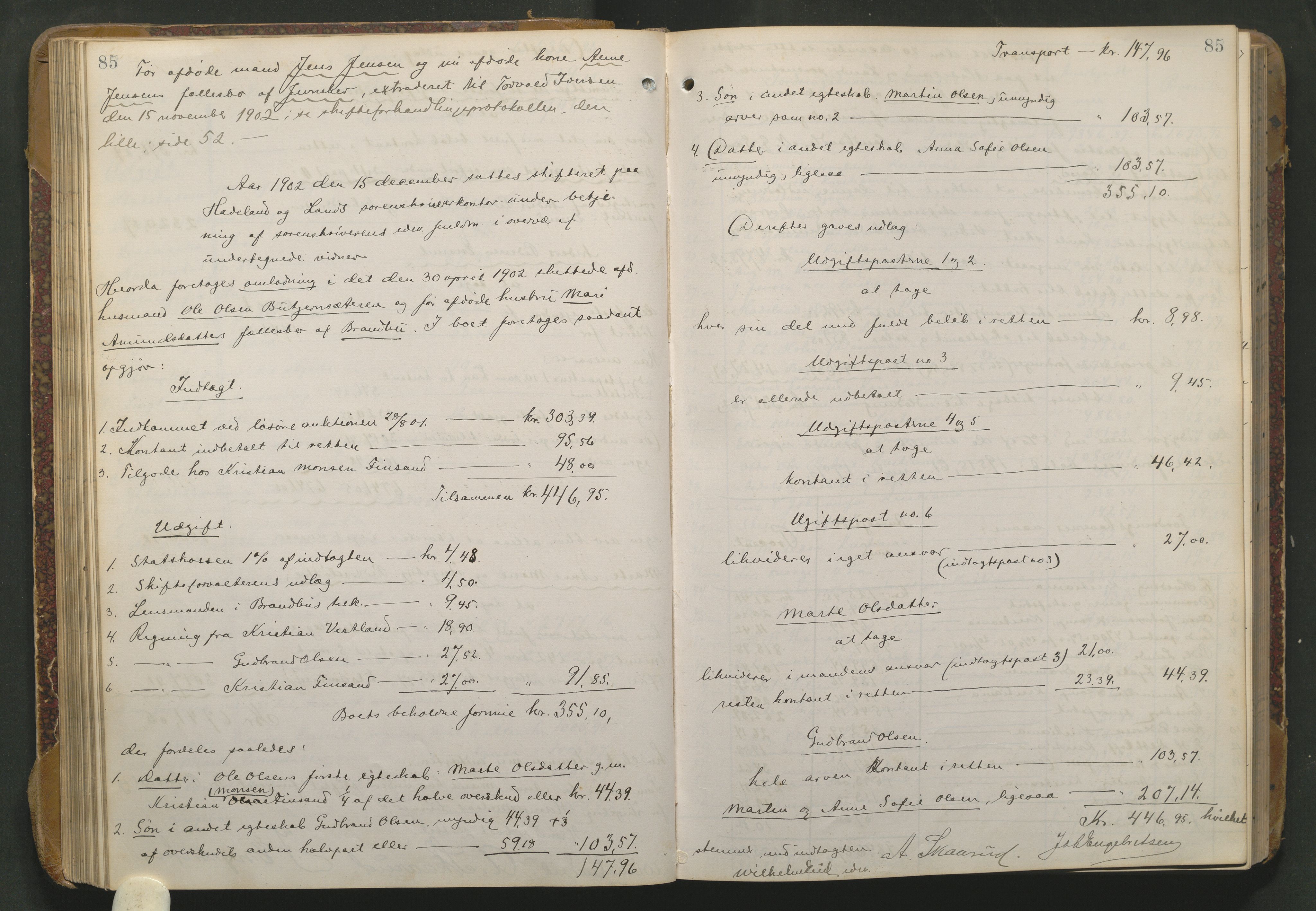 Hadeland og Land tingrett, AV/SAH-TING-010/J/Jd/L0004: Skifteutlodningsprotokoll, 1900-1913, s. 85