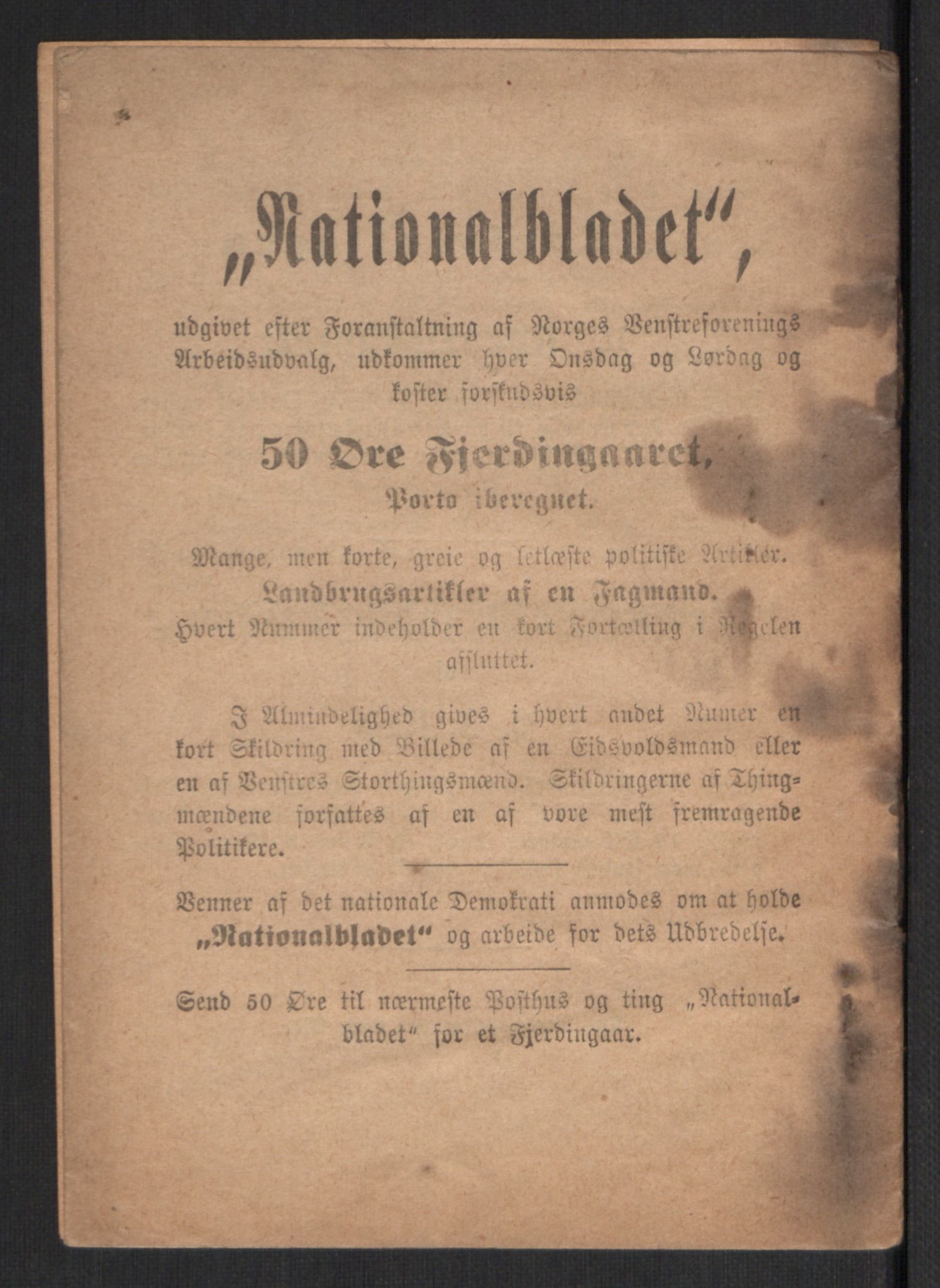 Venstres Hovedorganisasjon, RA/PA-0876/X/L0001: De eldste skrifter, 1860-1936, s. 730