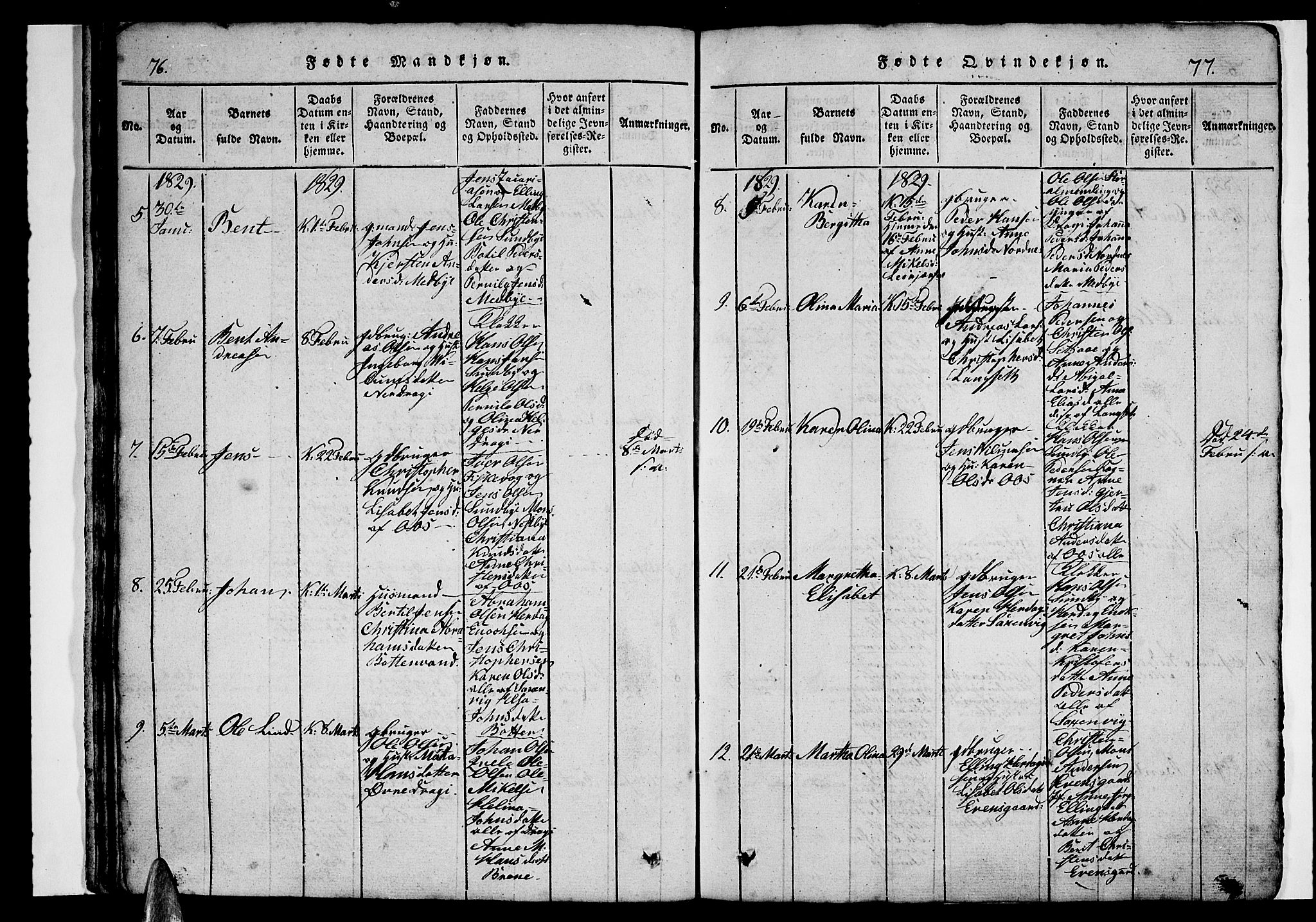 Ministerialprotokoller, klokkerbøker og fødselsregistre - Nordland, AV/SAT-A-1459/847/L0676: Klokkerbok nr. 847C04, 1821-1853, s. 76-77