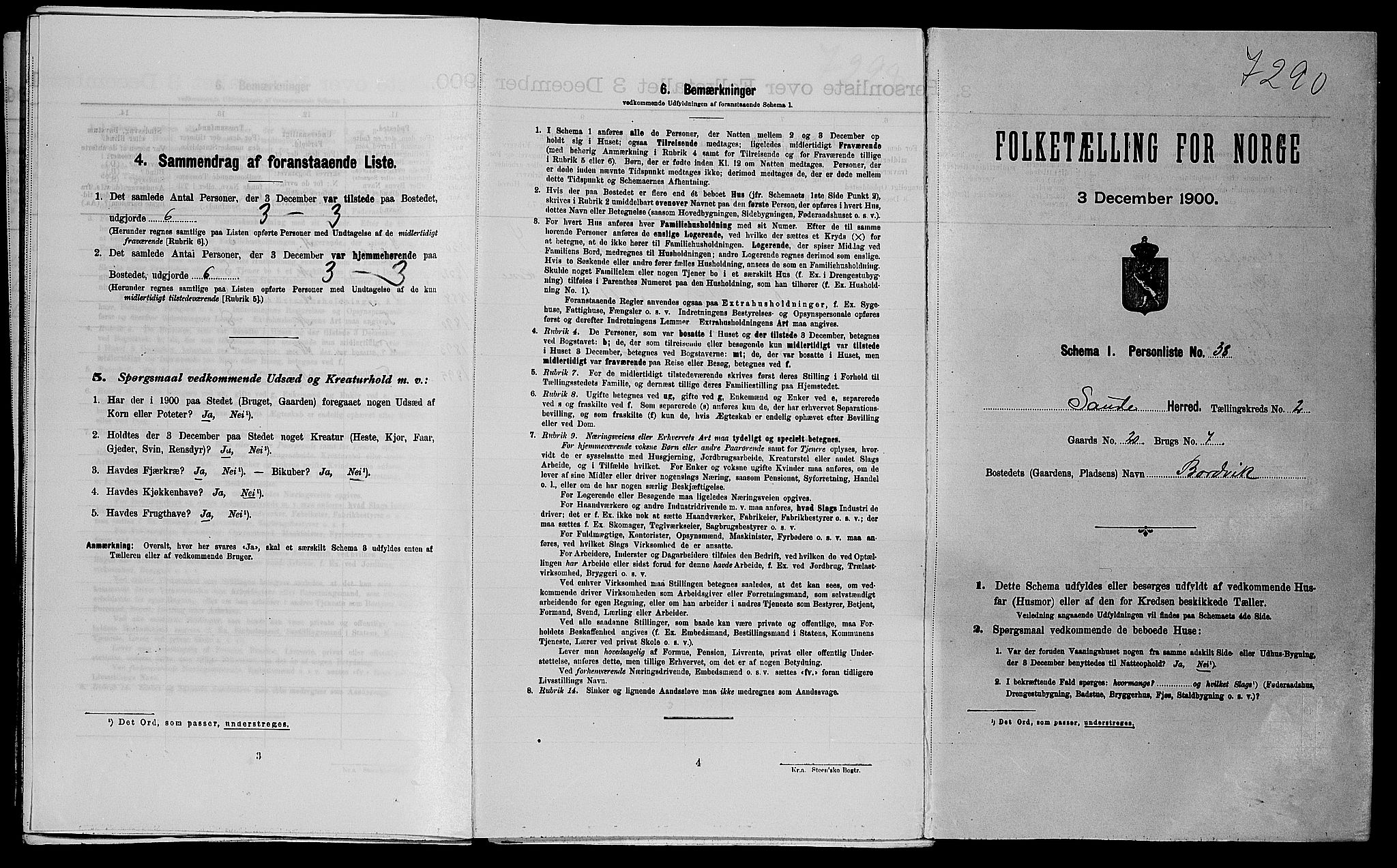 SAST, Folketelling 1900 for 1135 Sauda herred, 1900, s. 225